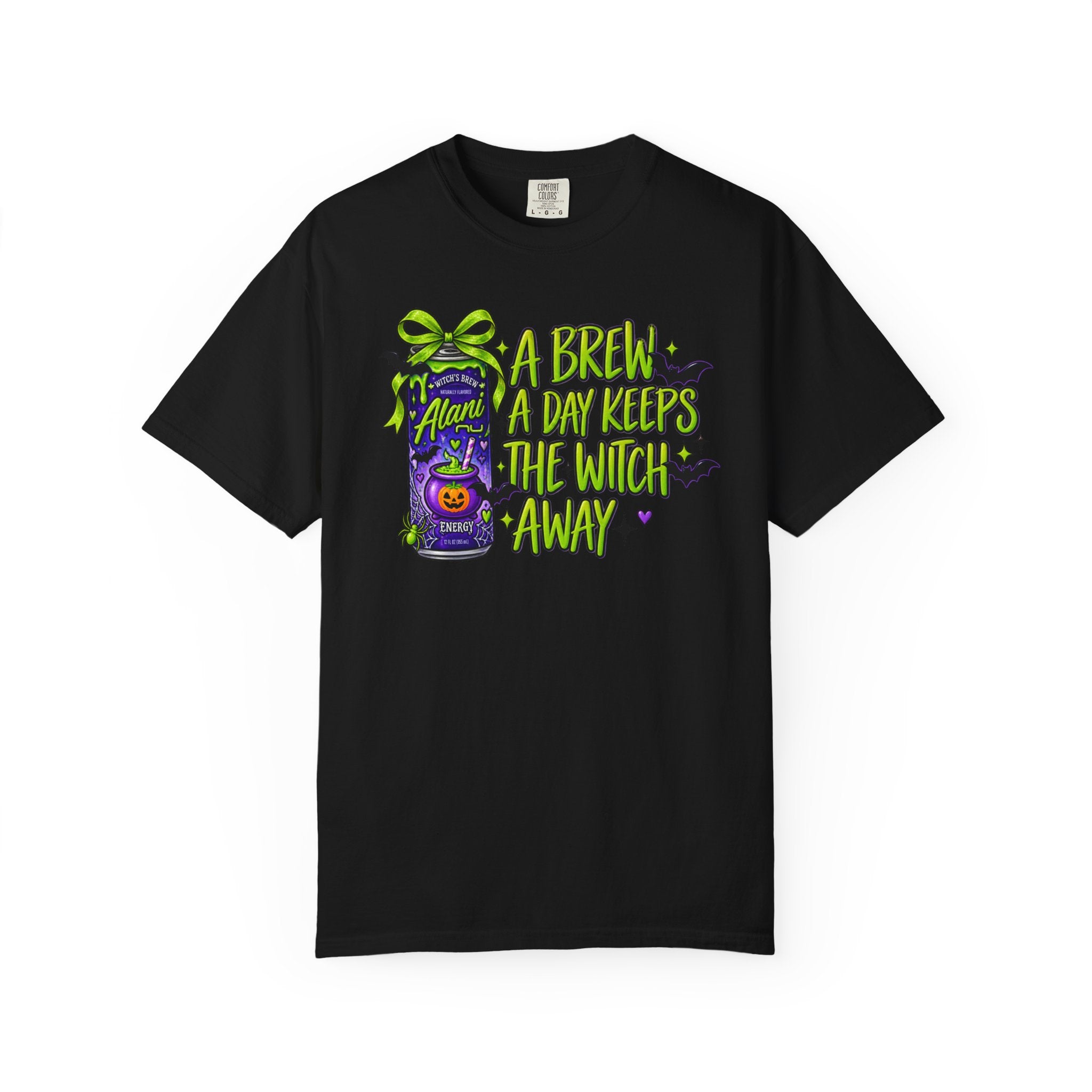 Halloween Coffee T-Shirt — "A Brew A Day Keeps The Witch Away" Graphic Tee
