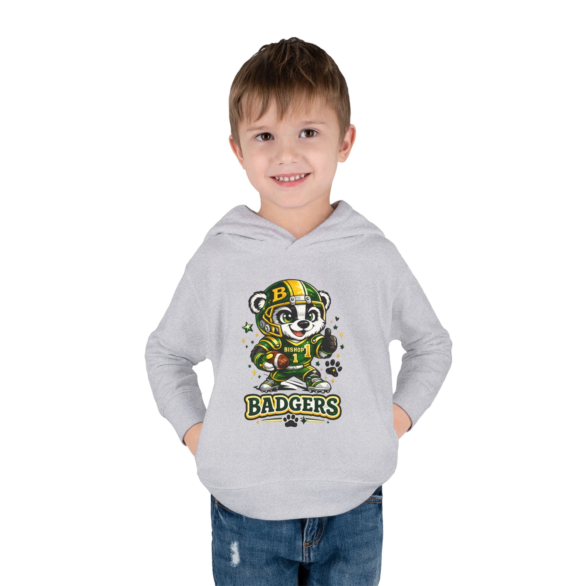Toddler Hoodie — Cute Badger Mascot Football Pullover