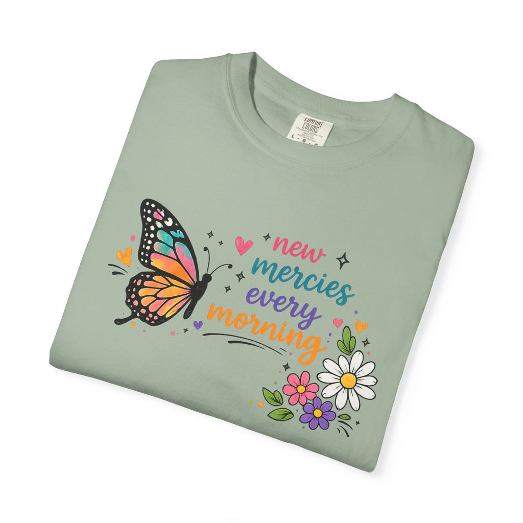 New Mercies Every Morning T-Shirt — Butterfly Floral Inspirational Tee