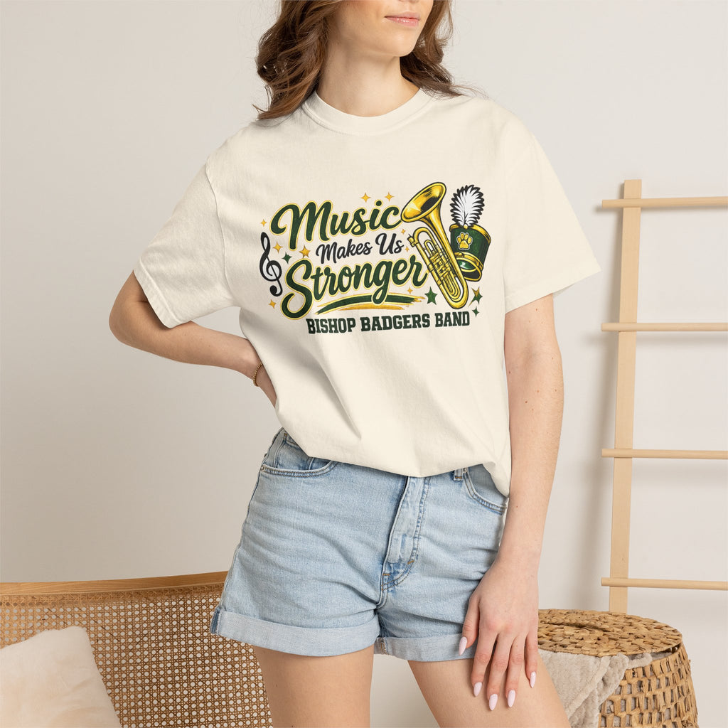 Music Makes Us Stronger T-Shirt — Bishop Badgers Band Graphic Tee