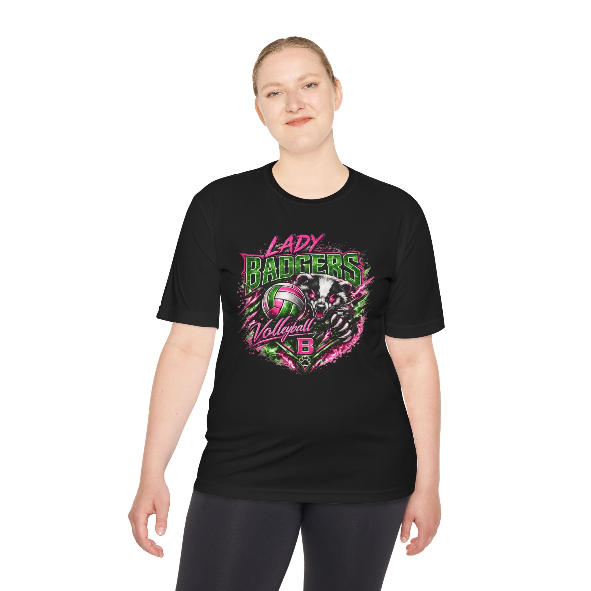 Lady Badgers Volleyball Graphic Tee — Team Spirit Moisture-Wicking Shirt