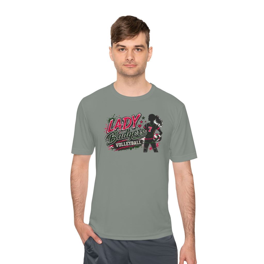 Lady Badgers Volleyball Tee — Girls Volleyball Moisture-Wicking Shirt