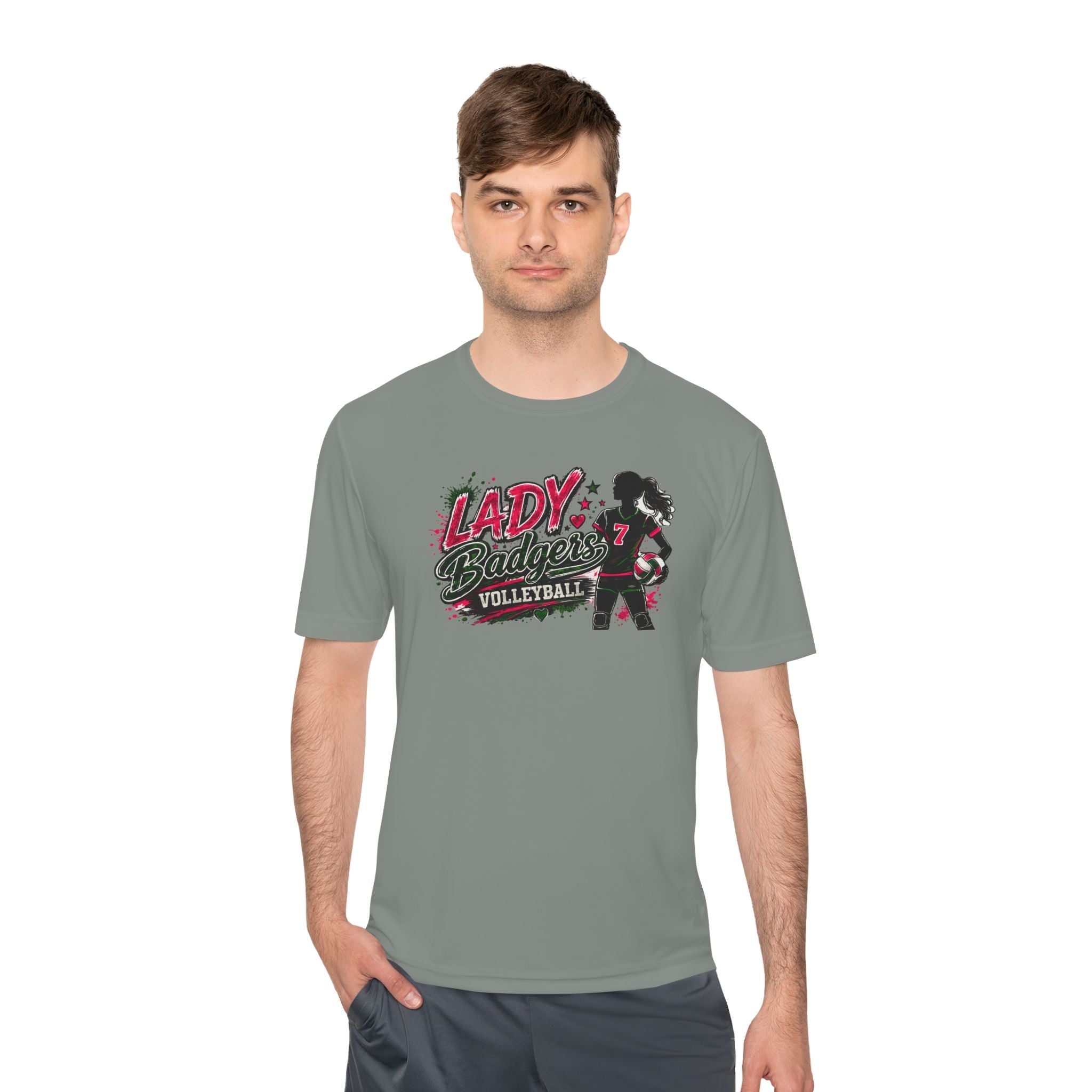 Lady Badgers Volleyball Tee — Girls Volleyball Moisture-Wicking Shirt