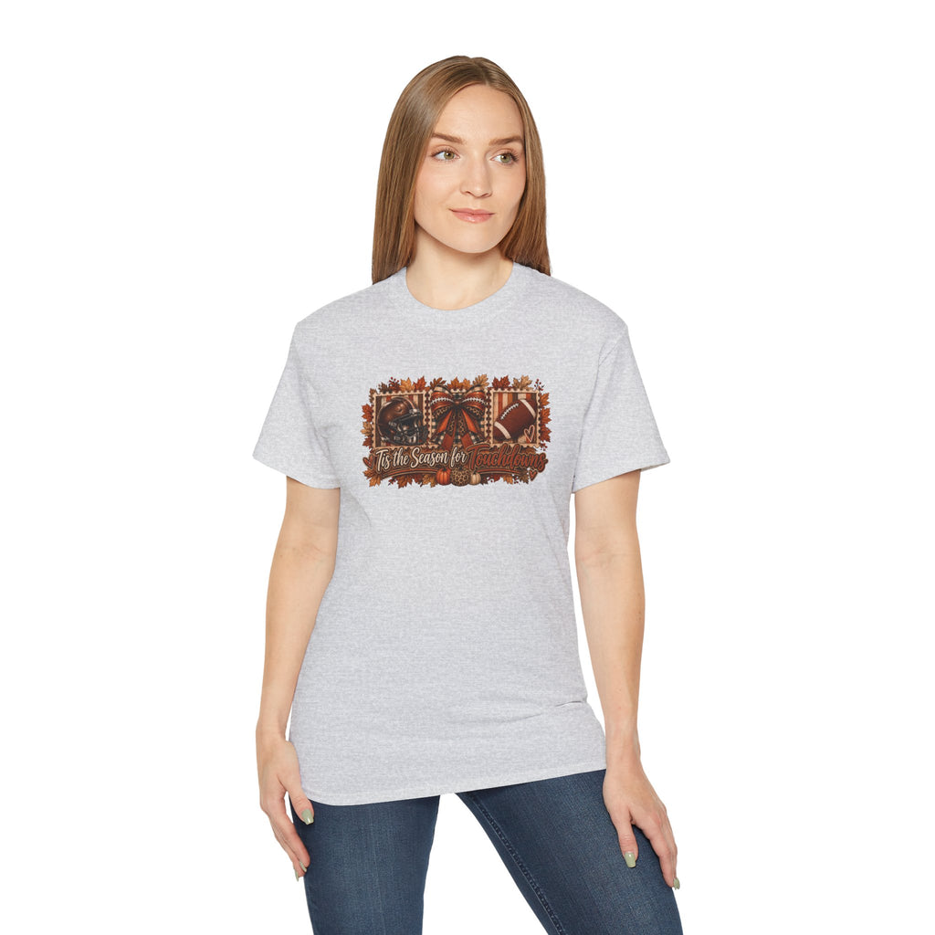 Fall Football & Pumpkins Tee — "Tis the Season" Autumn Graphic Shirt