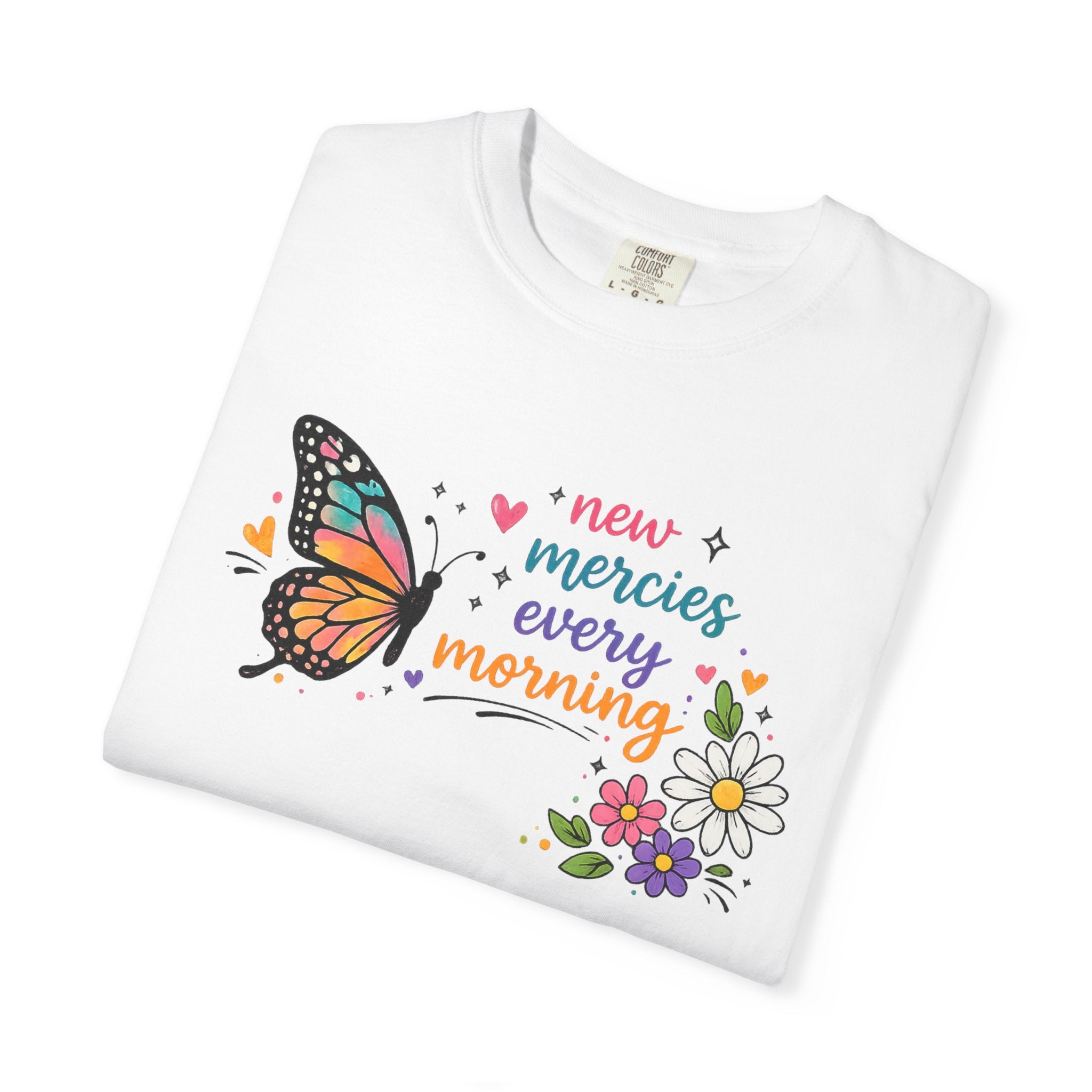 New Mercies Every Morning T-Shirt — Butterfly Floral Inspirational Tee