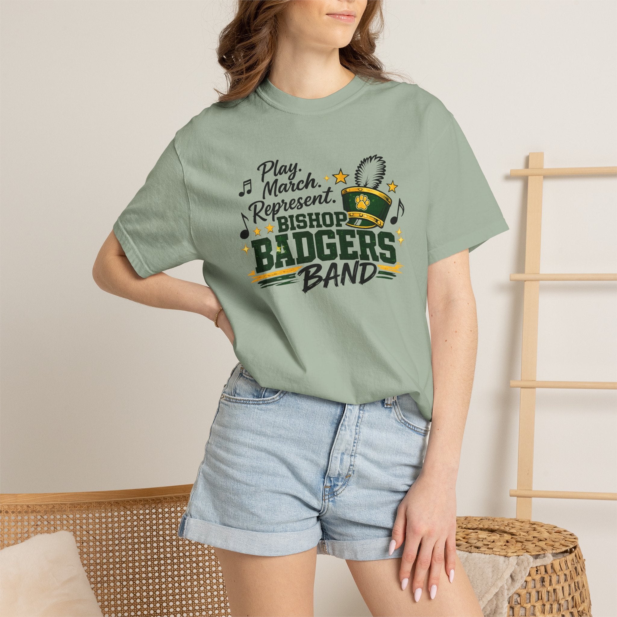 Badgers Band T‑Shirt — "Play March Represent" Bishop Badgers Marching Band Tee
