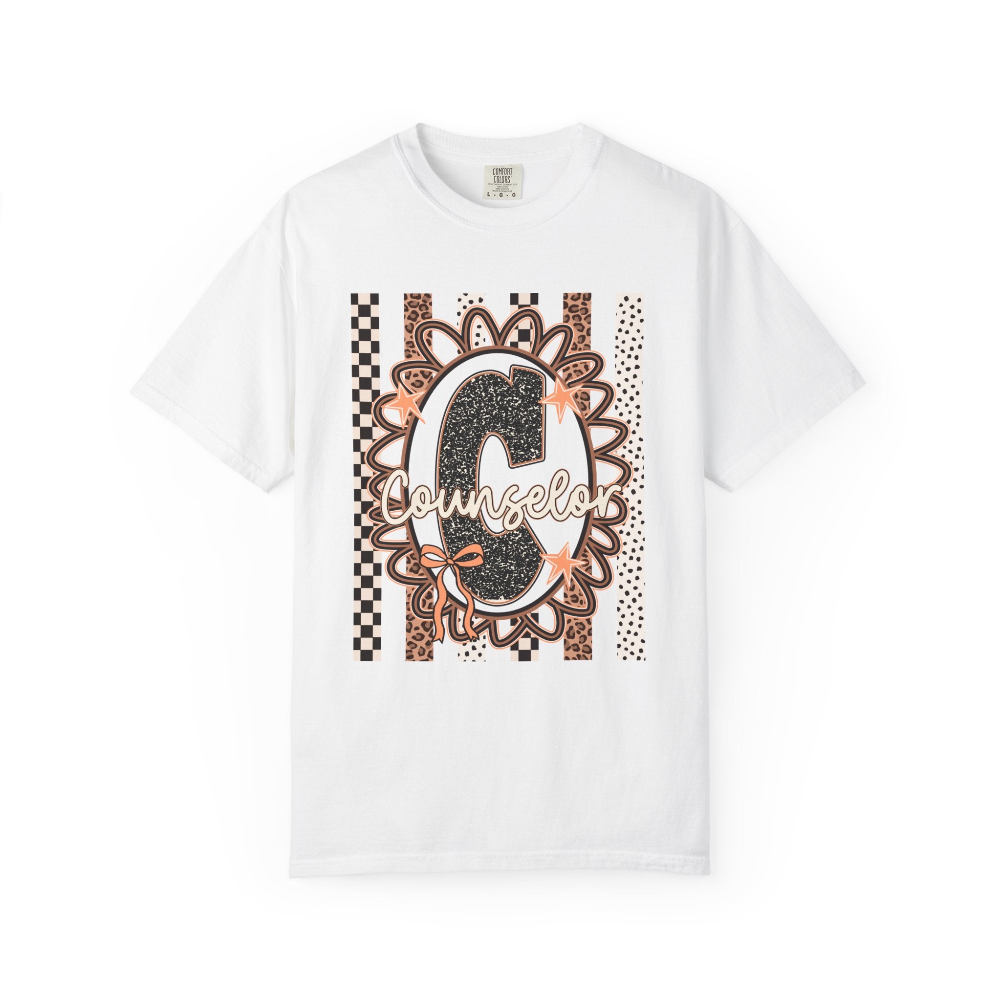 Counselor C Graphic T-Shirt — Leopard Print & Boho Trim