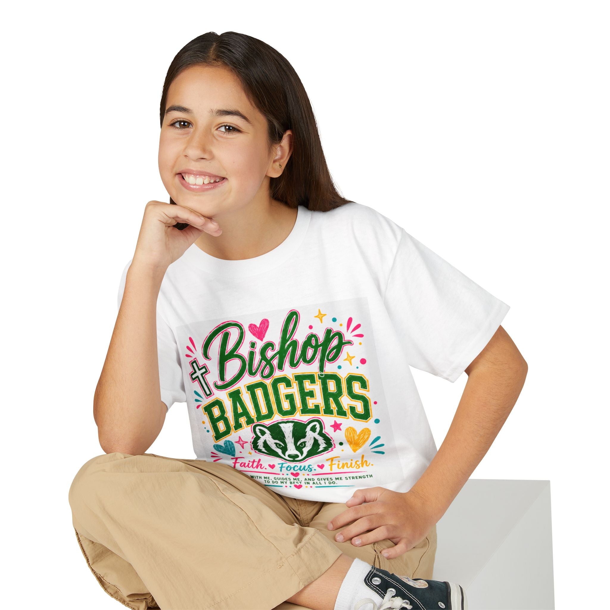 Youth T-Shirt — Bishop Badgers Faith, Focus, Finish School Spirit Tee