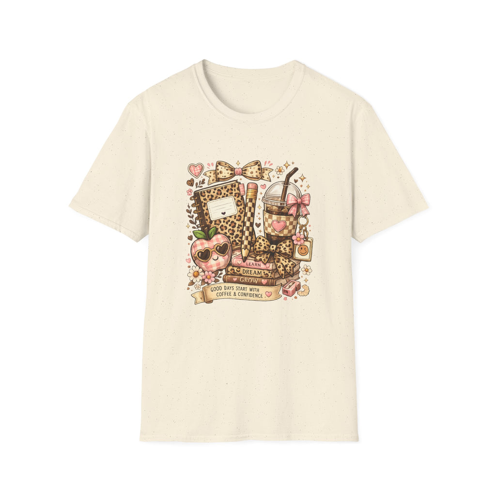 Leopard Print Coffee & Journal T-Shirt — Cute Cozy Planner Lover Tee