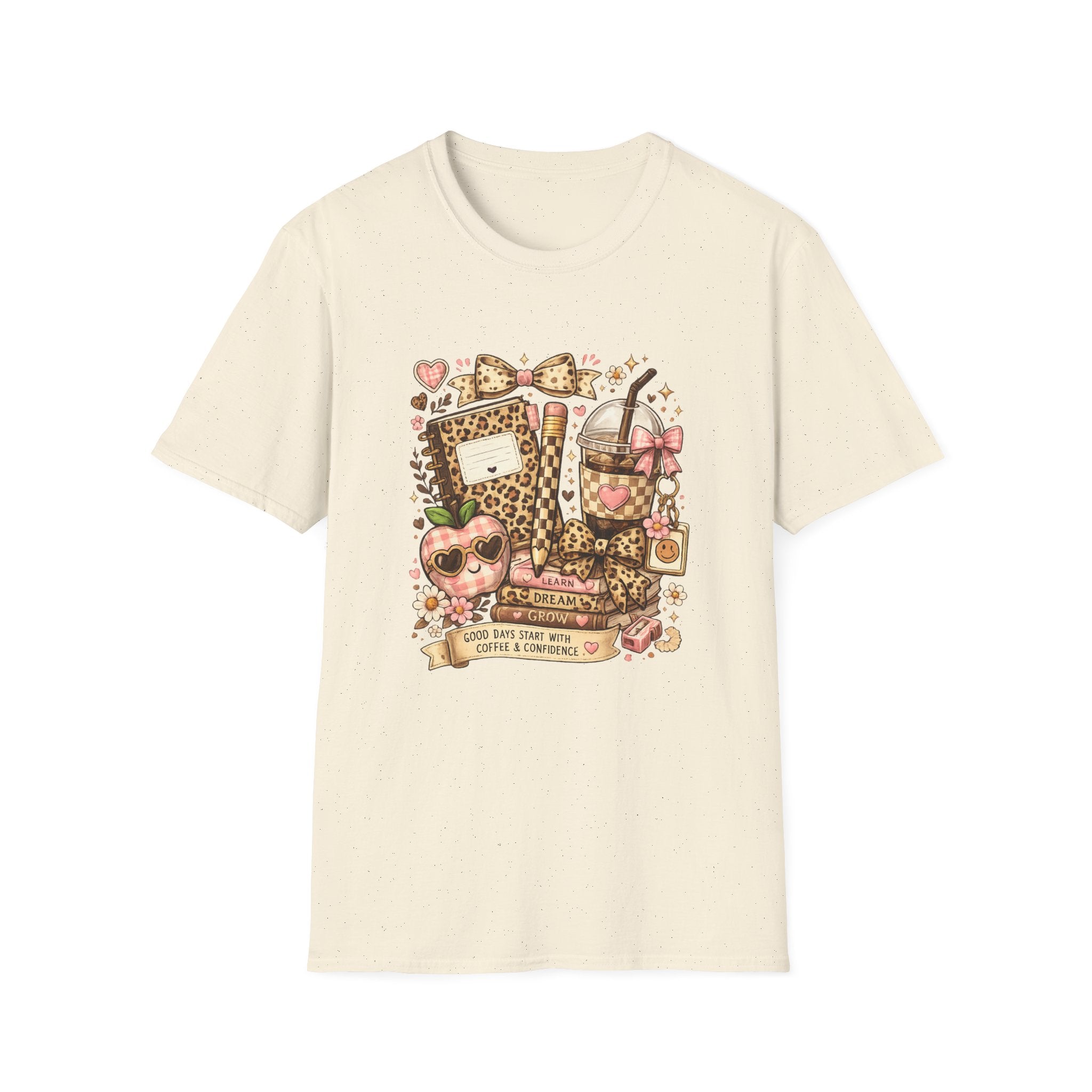 Leopard Print Coffee & Journal T-Shirt — Cute Cozy Planner Lover Tee