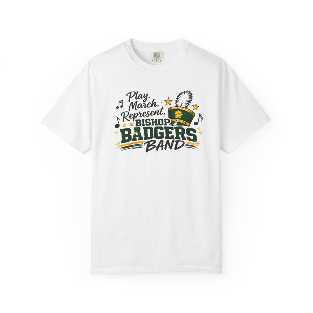 Badgers Band T‑Shirt — "Play March Represent" Bishop Badgers Marching Band Tee