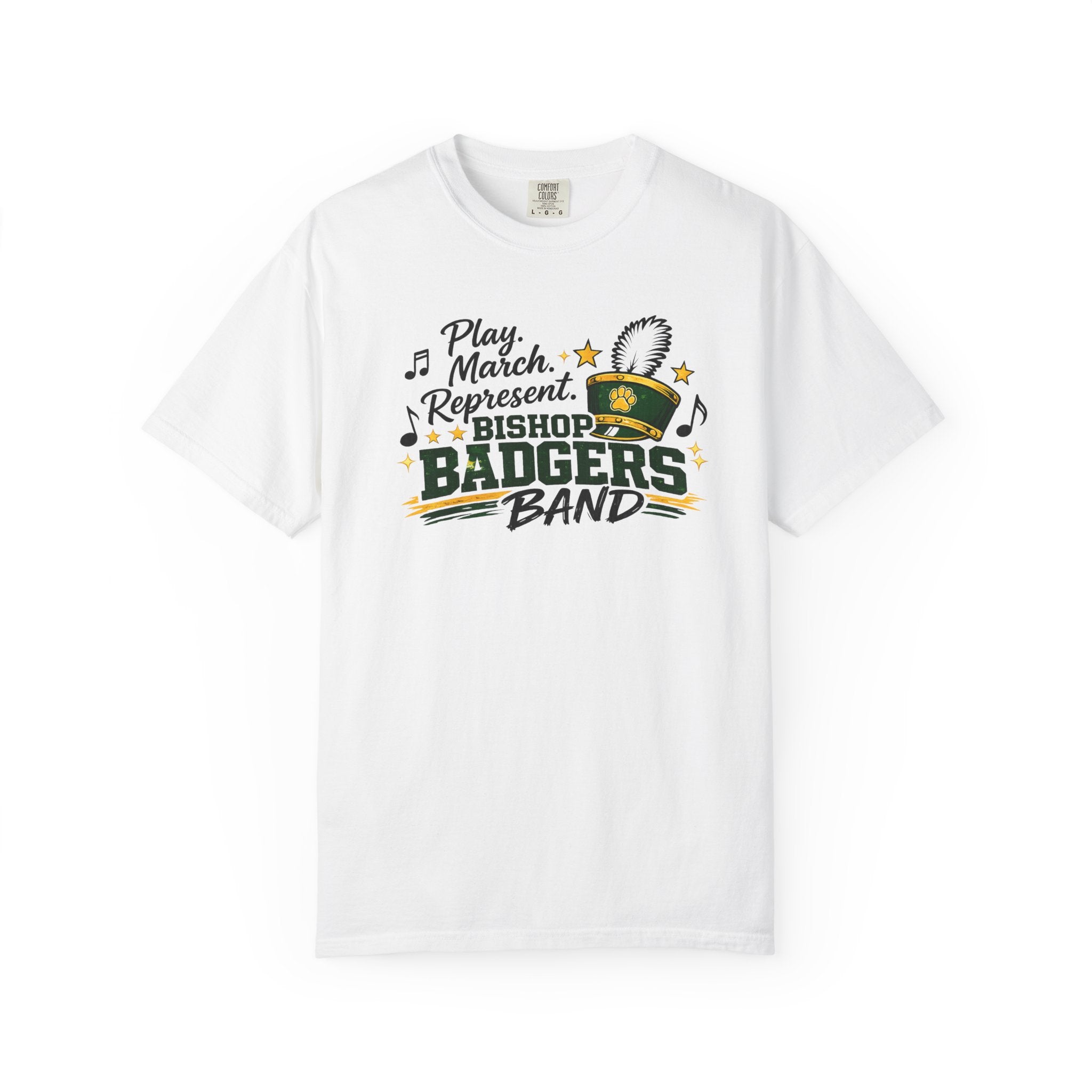 Badgers Band T‑Shirt — "Play March Represent" Bishop Badgers Marching Band Tee
