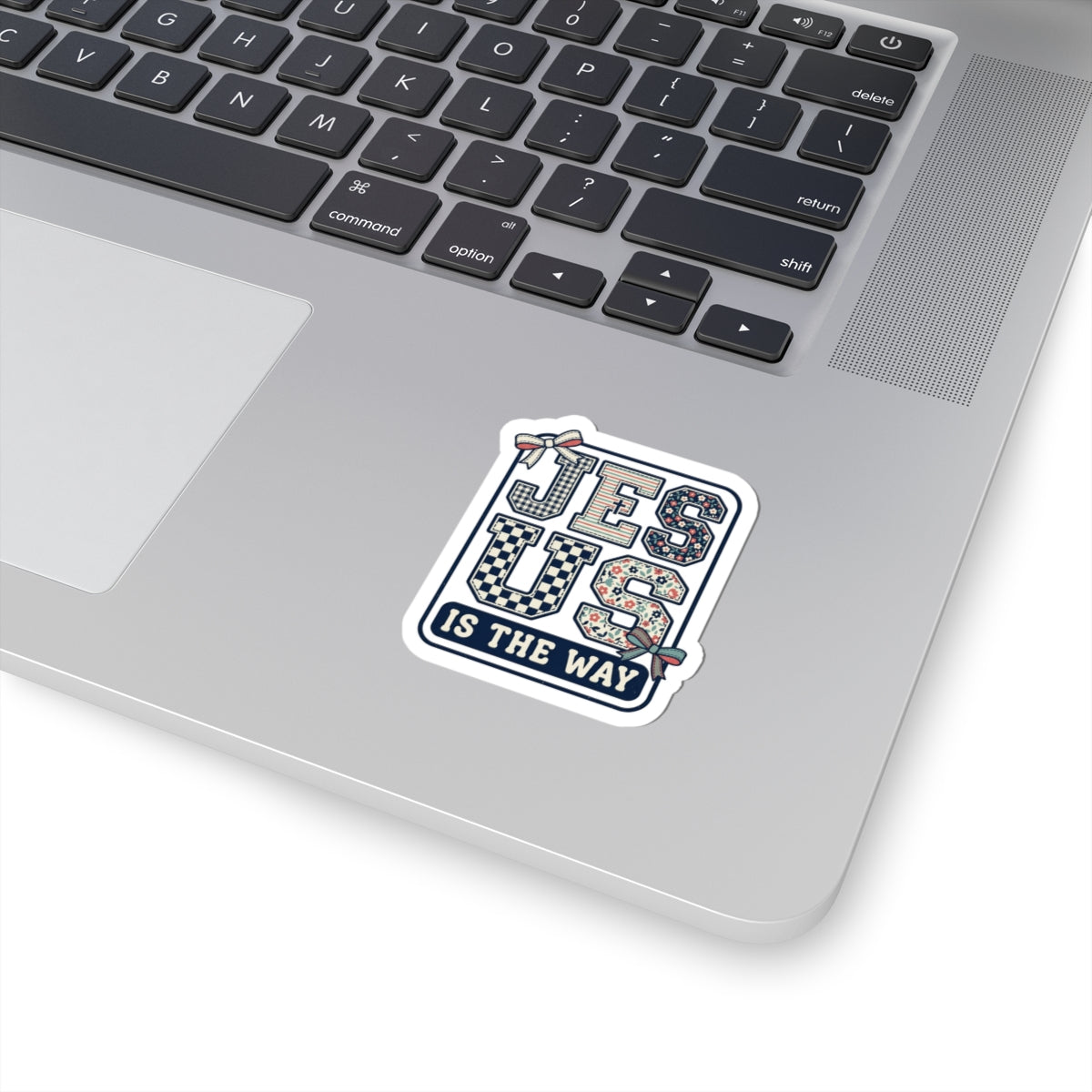 Jesus Is The Way sticker | Christian faith vinyl, playful floral checkerboard