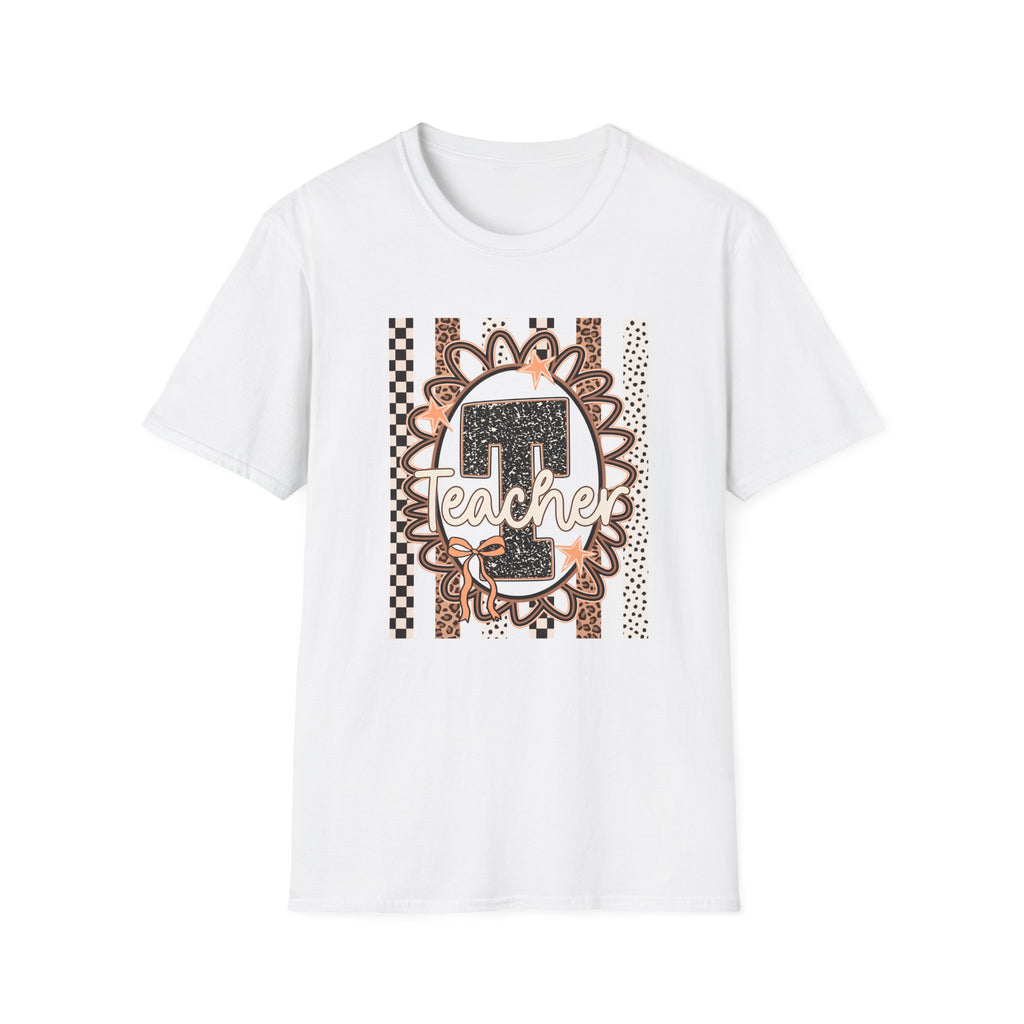 Teacher Graphic Tee - Leopard Sunflower Apple Design