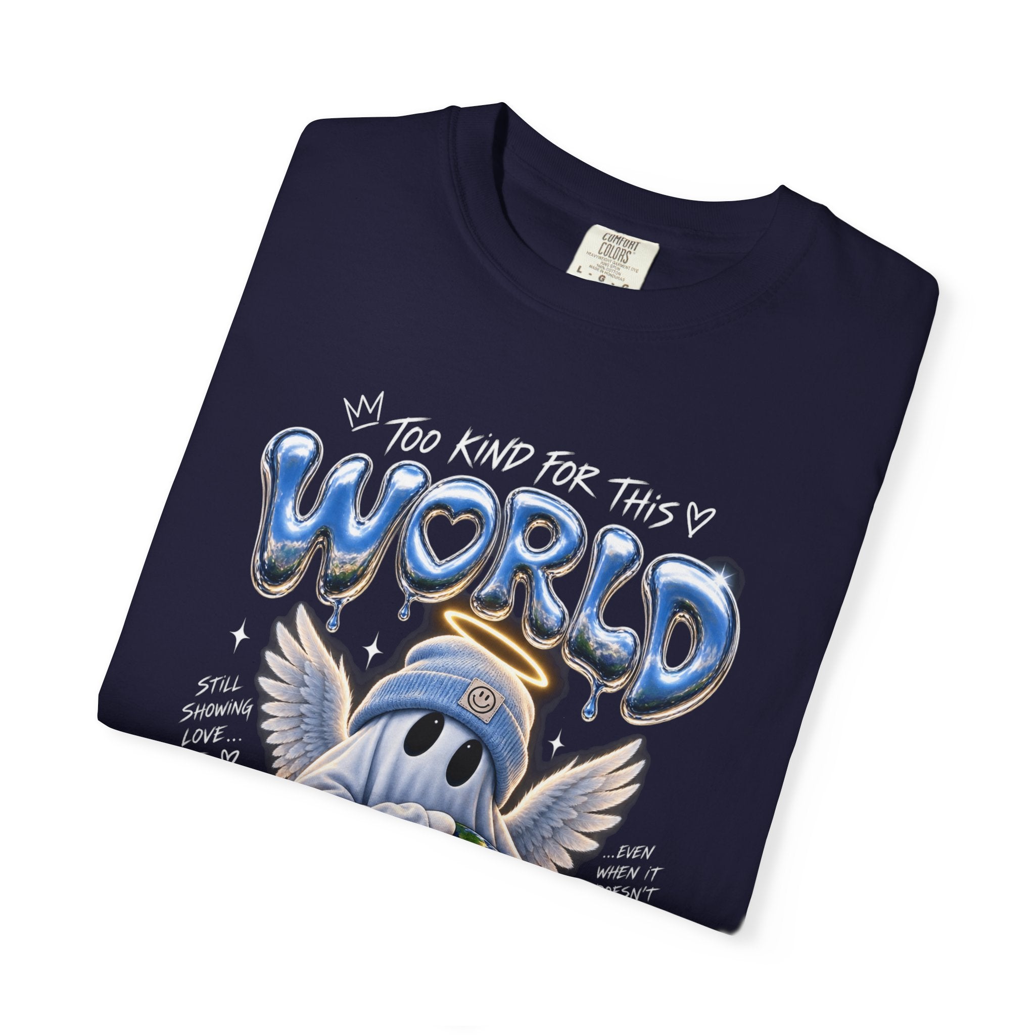 World Guardian Graphic Tee — Angel Skull Holding Earth Casual T-Shirt