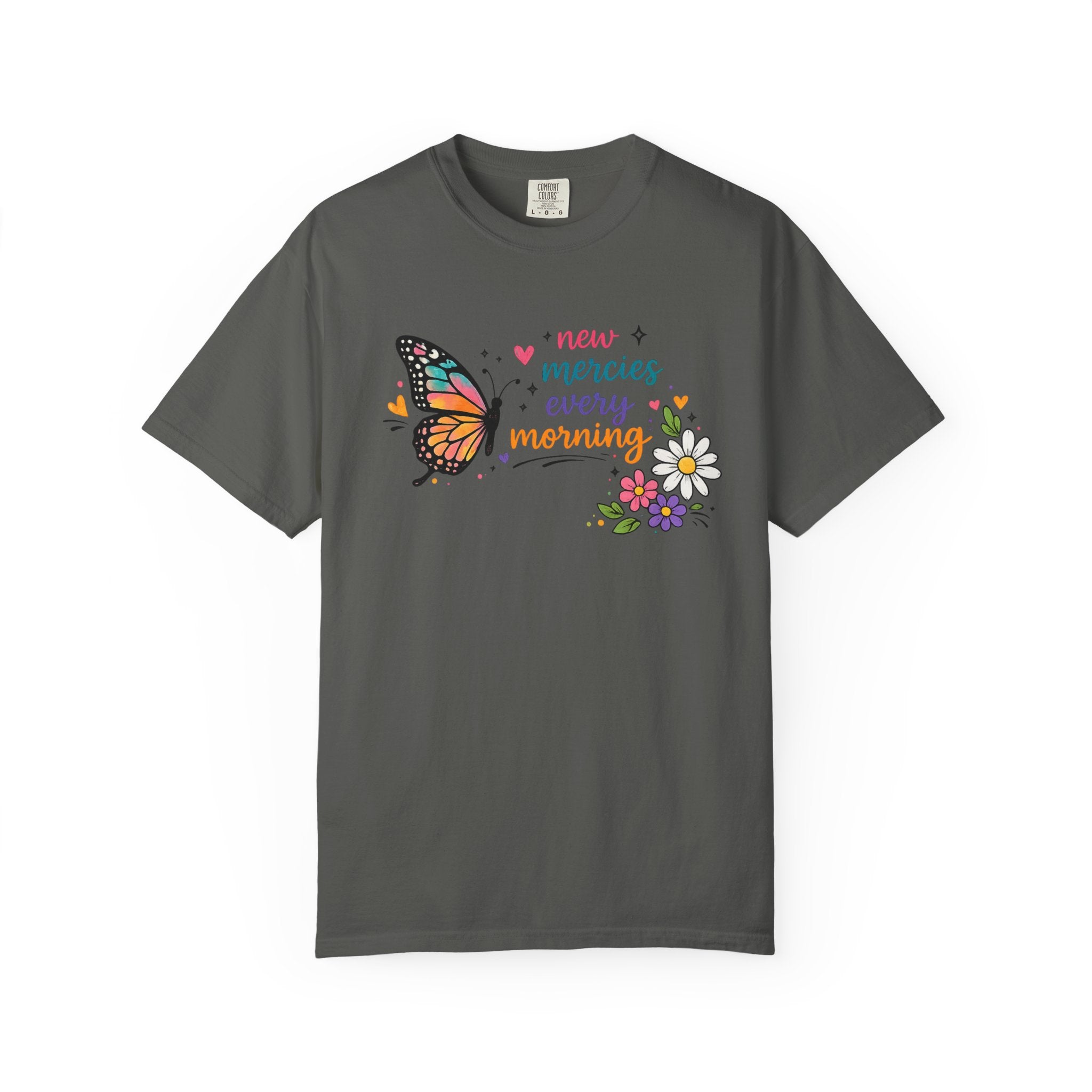 New Mercies Every Morning T-Shirt — Butterfly Floral Inspirational Tee