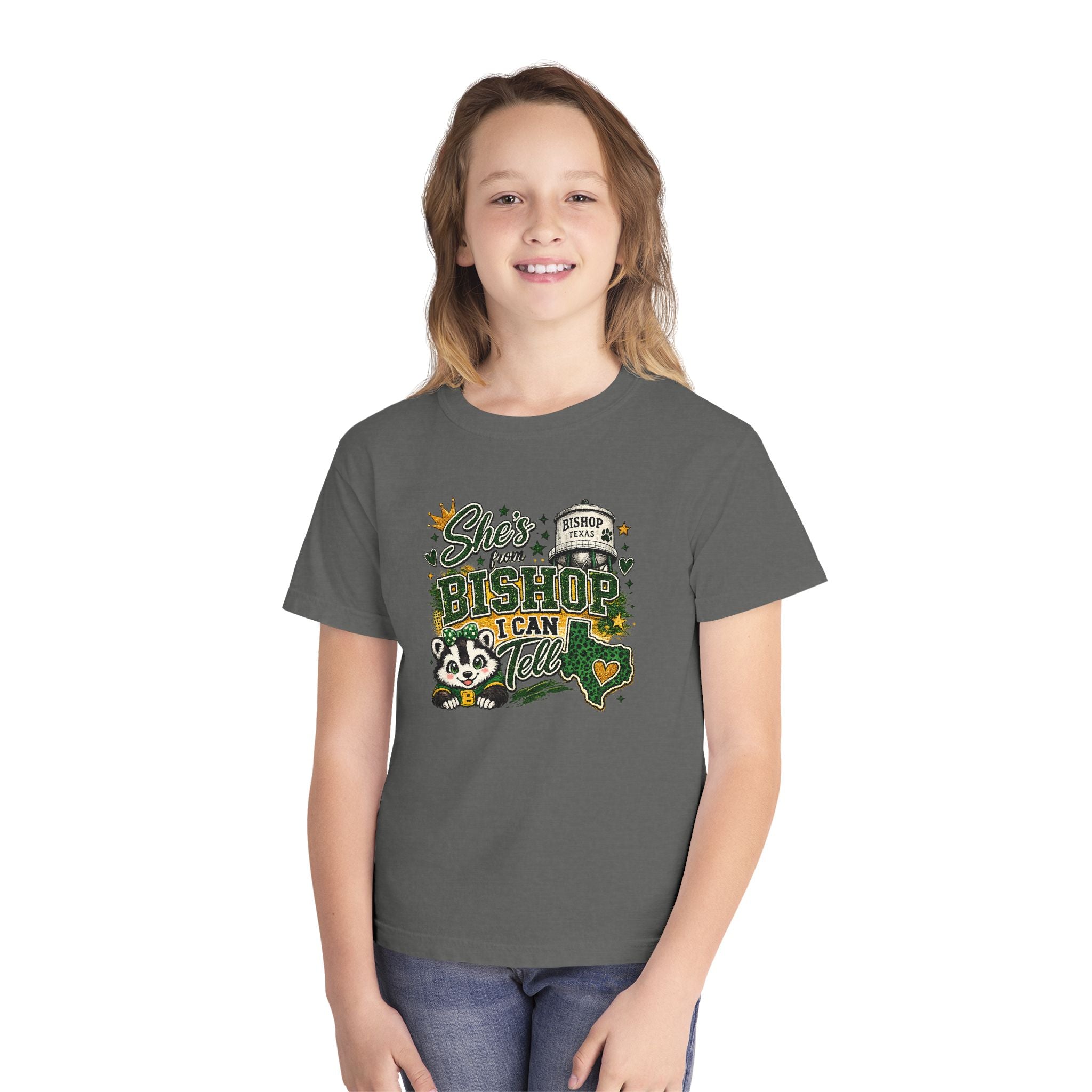 Youth Tee – 'She's From Bishop I Can Tell' Cute California Panda Graphic Shirt