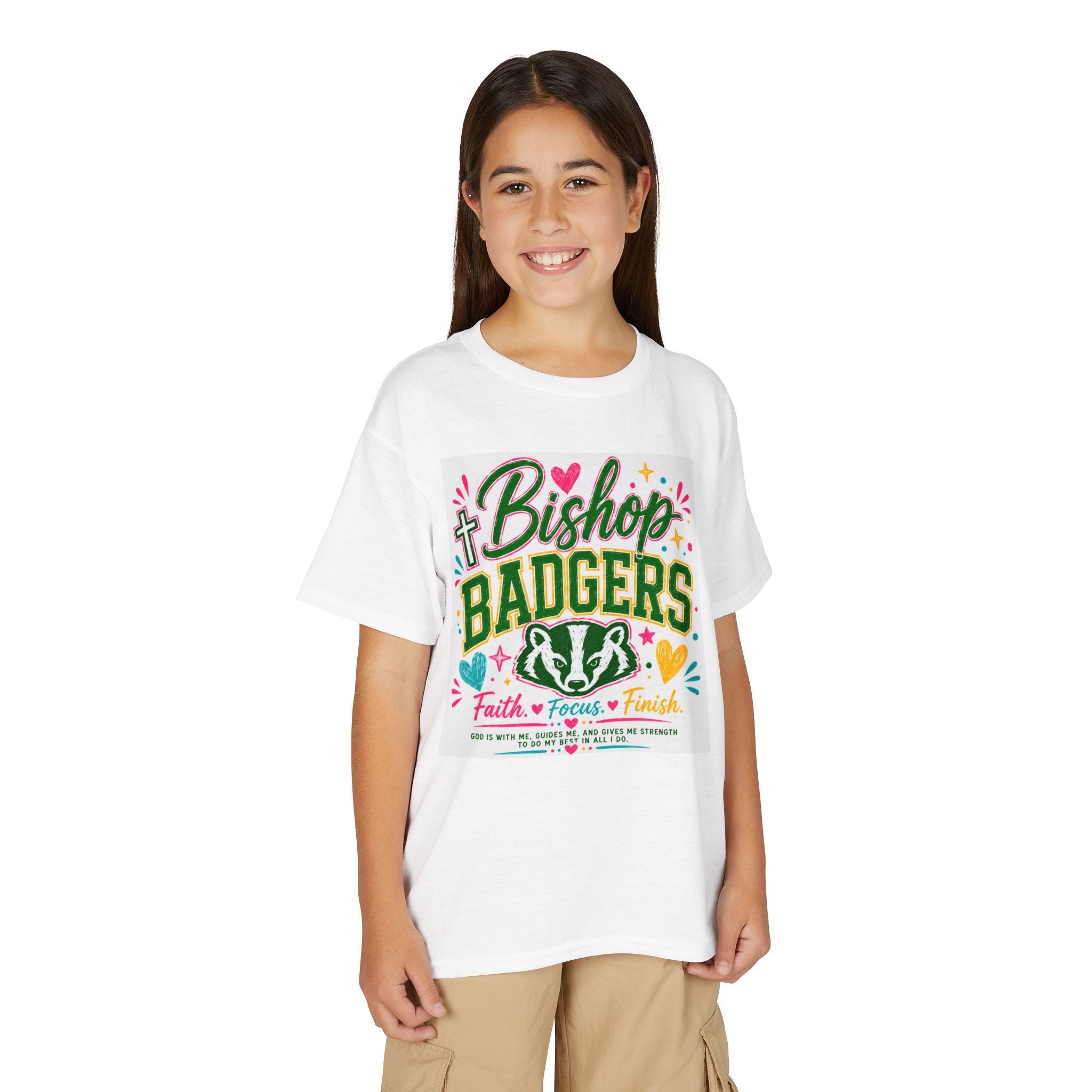 Youth T-Shirt — Bishop Badgers Faith, Focus, Finish School Spirit Tee