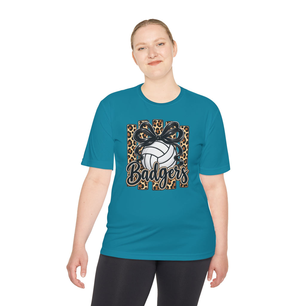 Badgers Leopard Volleyball Tee — Moisture-Wicking Athletic Shirt