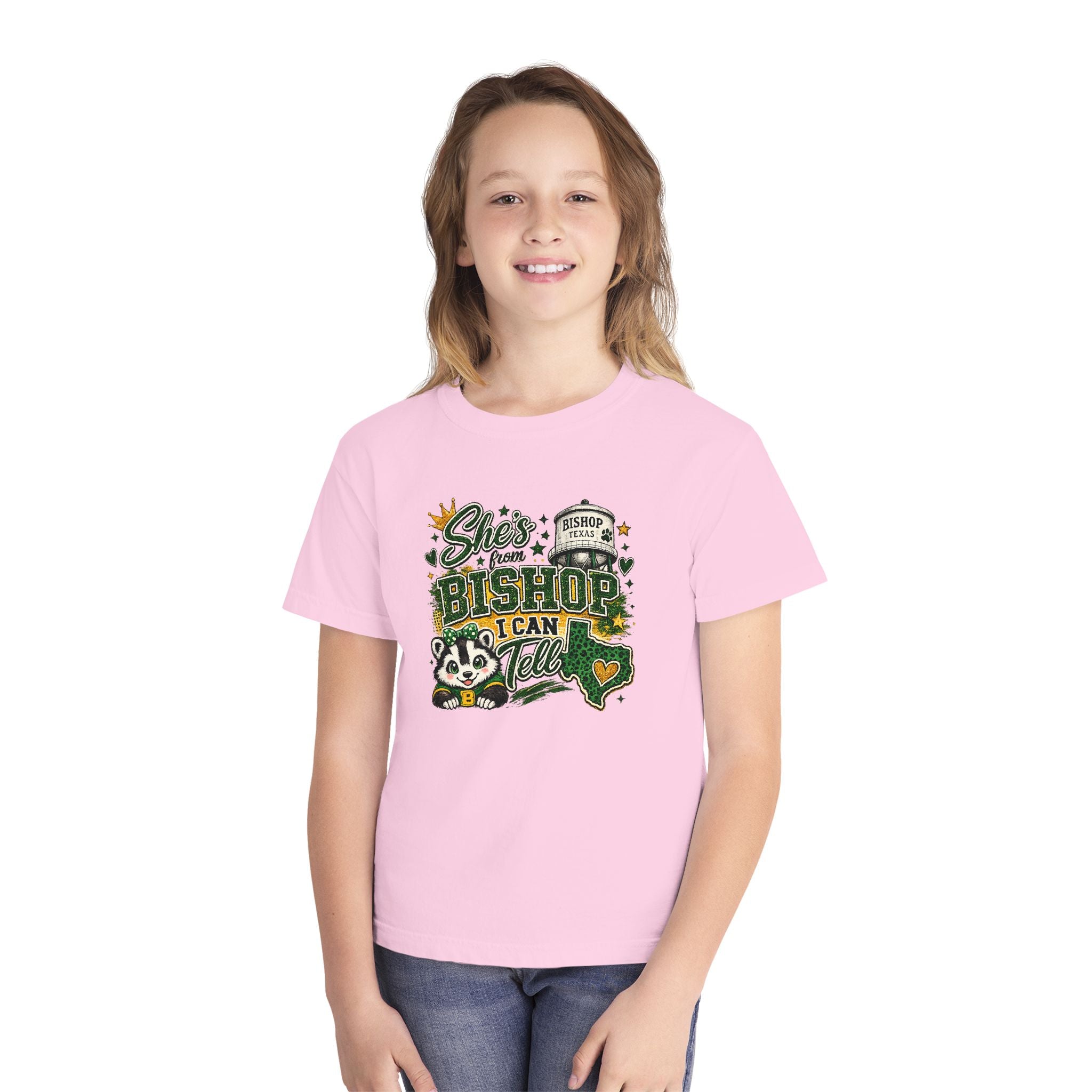 Youth Tee – 'She's From Bishop I Can Tell' Cute California Panda Graphic Shirt