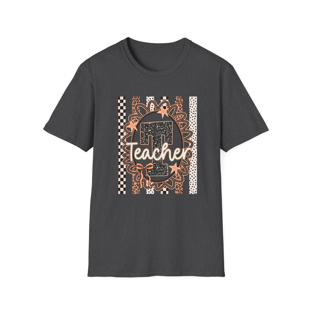 Teacher Graphic Tee - Leopard Sunflower Apple Design