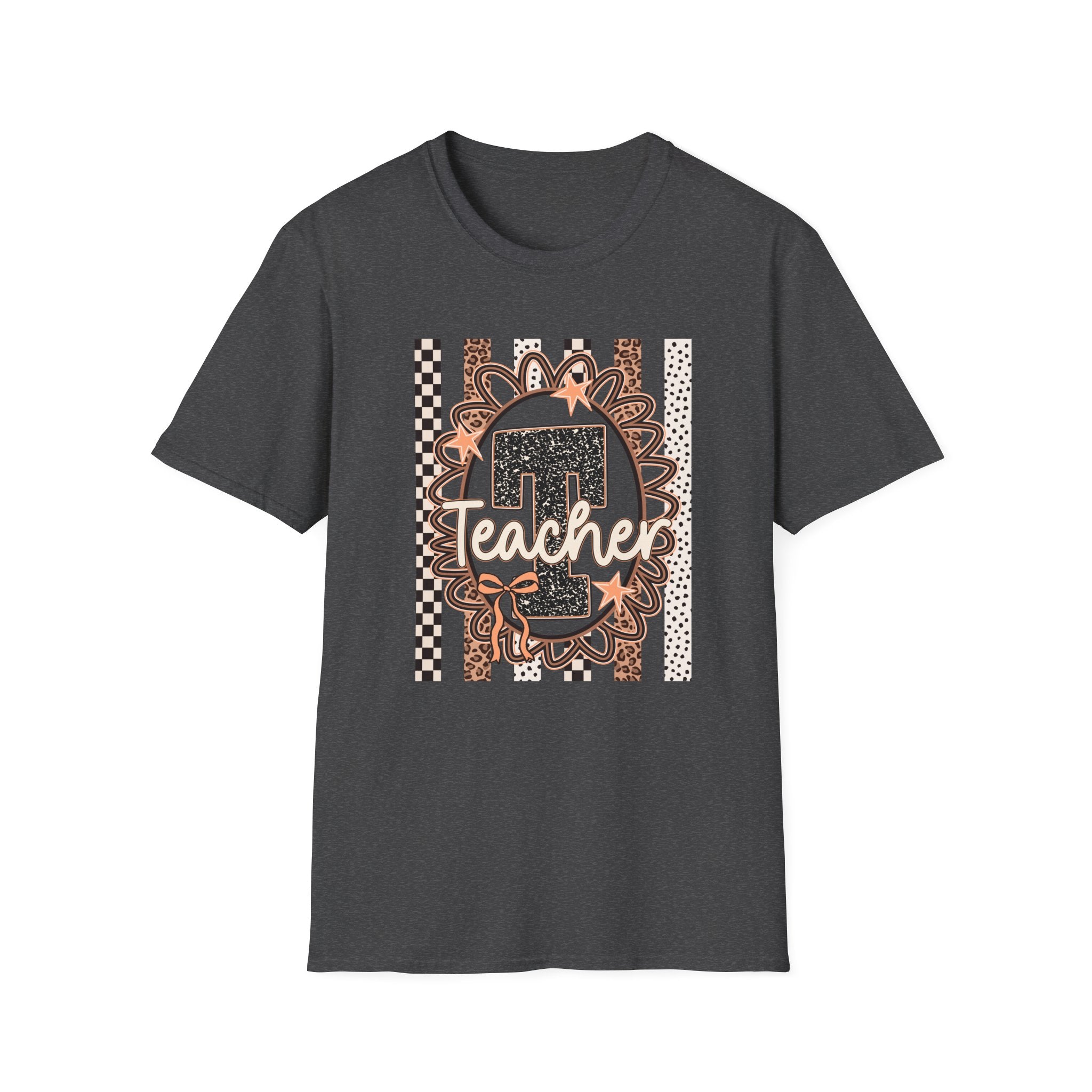 Teacher Graphic Tee - Leopard Sunflower Apple Design