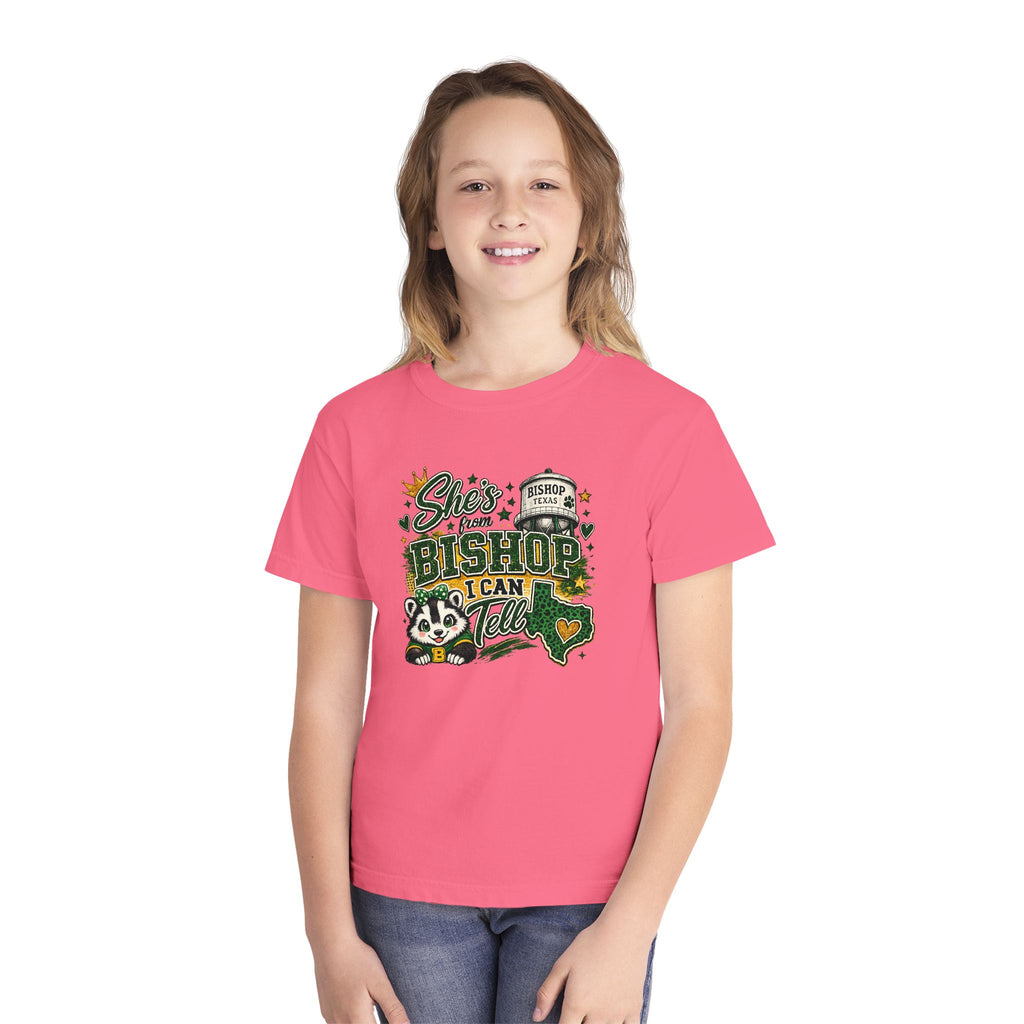 Youth Tee – 'She's From Bishop I Can Tell' Cute California Panda Graphic Shirt
