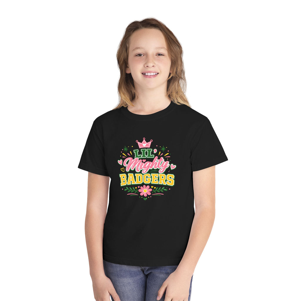 Youth Tee — "Lil Mighty Badgers" Cute Team Shirt (Girls)