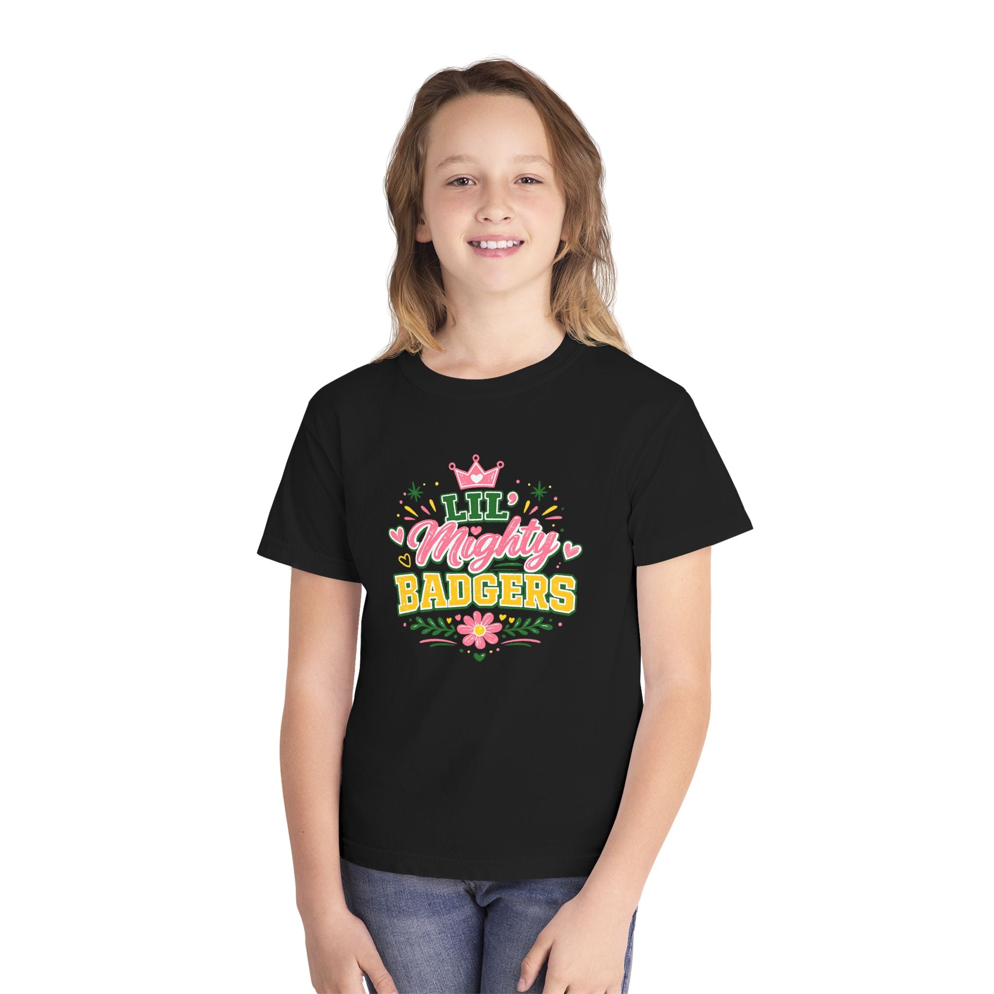 Youth Tee — "Lil Mighty Badgers" Cute Team Shirt (Girls)