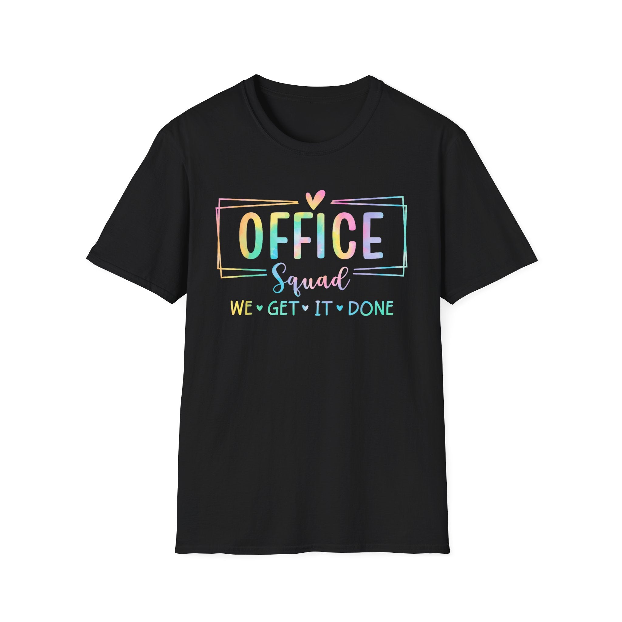 Office Squad Tee — Colorful "We Get It Done" Teamwork T‑Shirt