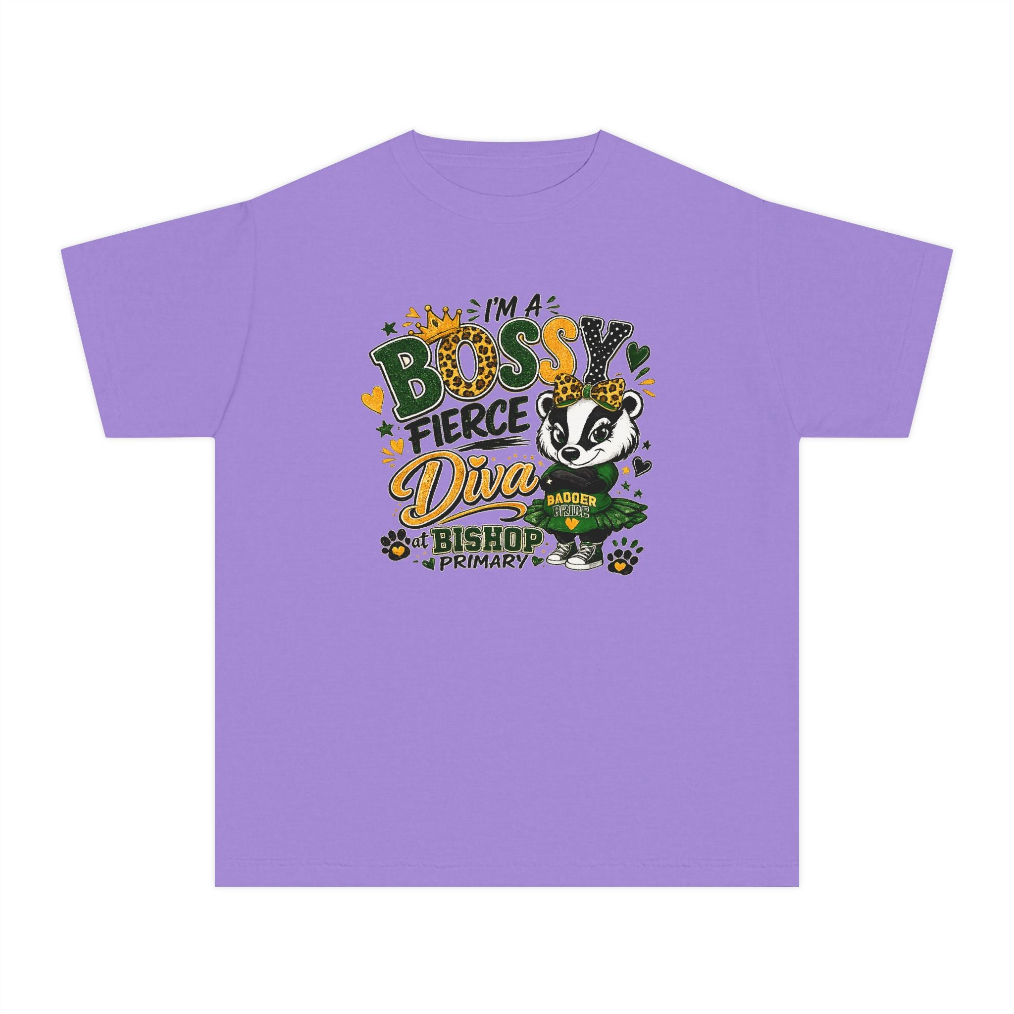 Youth Tee — "I’m A Bossy Fierce Diva" School Mascot Graphic