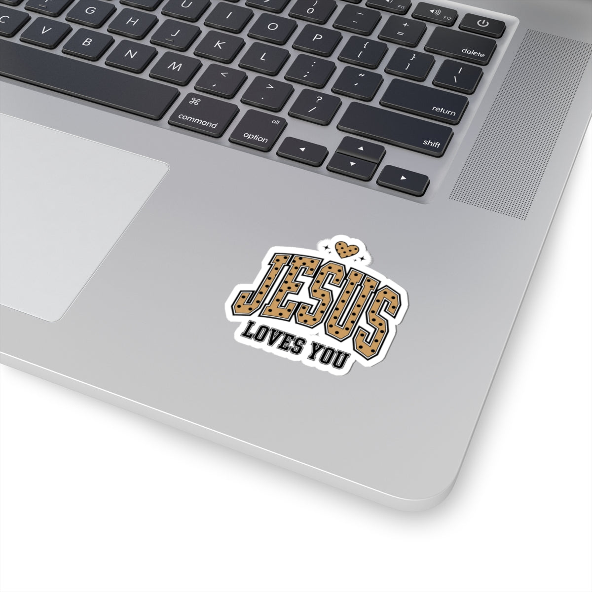 Jesus Loves You Sticker | Polka Dot Retro Varsity Heart Kiss-Cut
