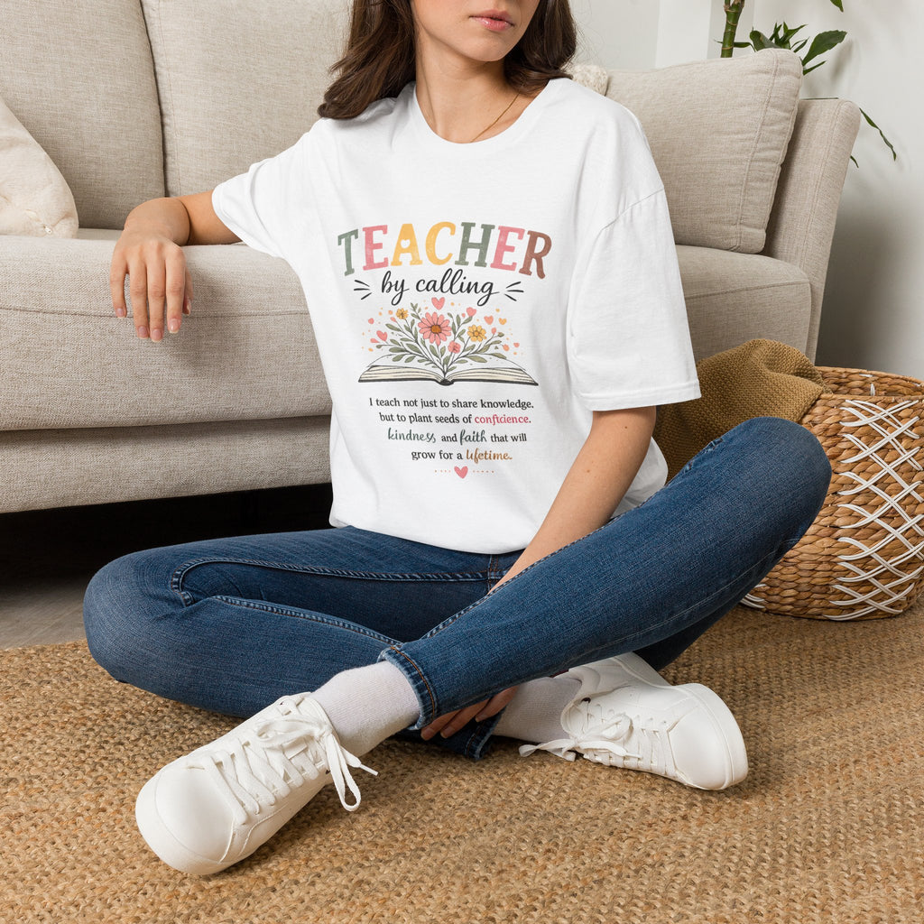 Teacher By Calling Floral T-Shirt — Inspirational Gift for Educators