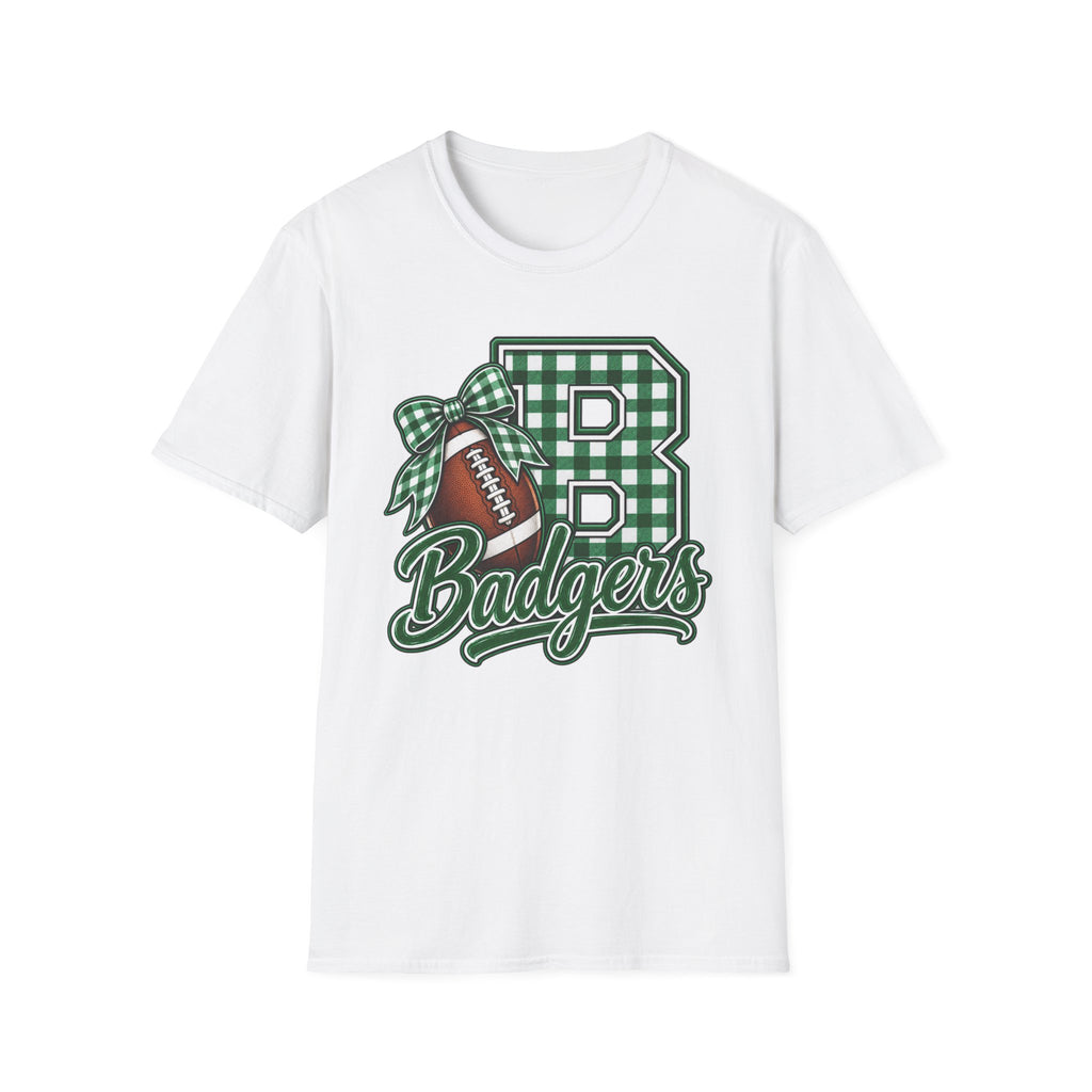 Badgers Football Gingham Initial T-Shirt
