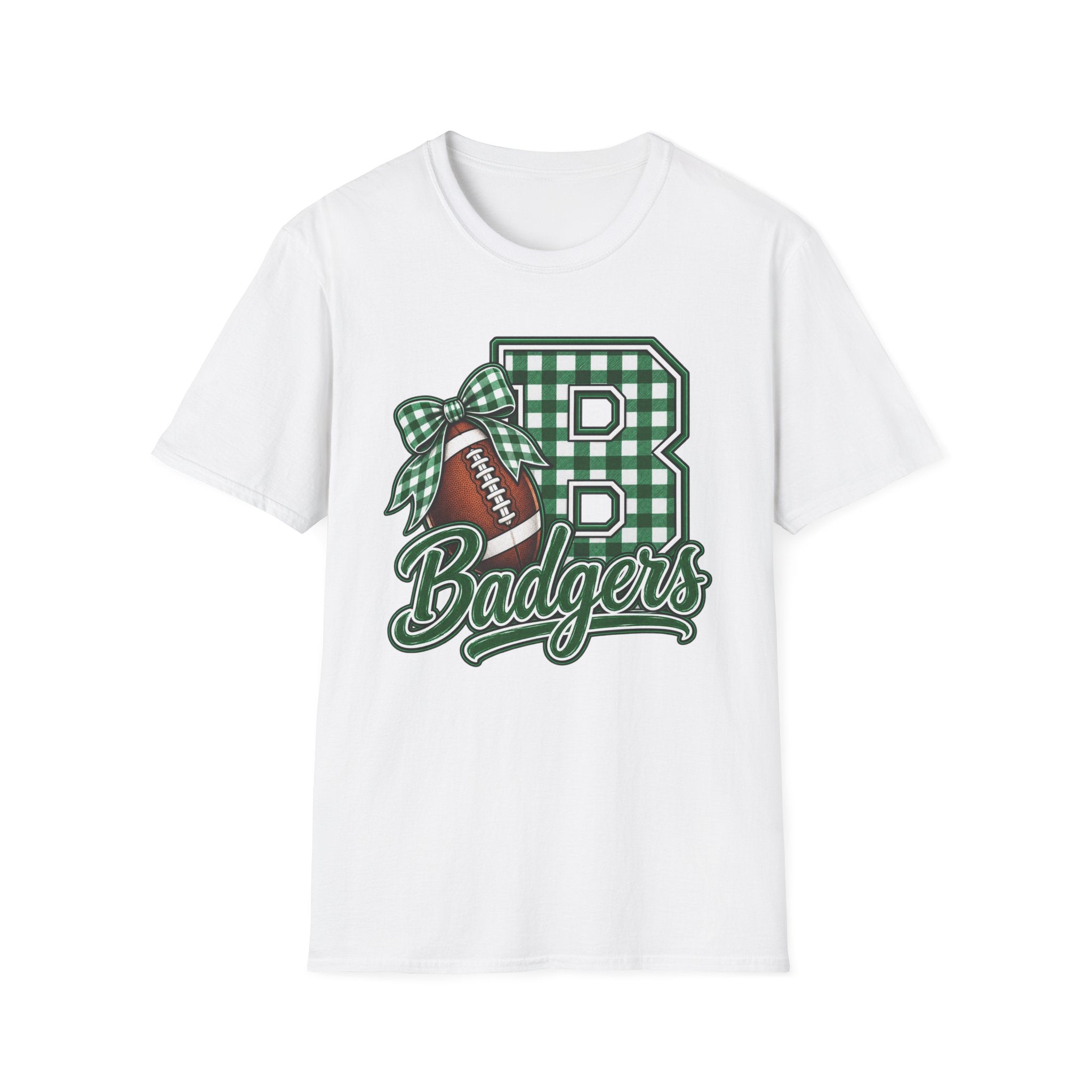 Badgers Football Gingham Initial T-Shirt