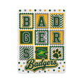 Badgers Sherpa Blanket – Green & Gold Fleece Throw with Paw & Mascot Design