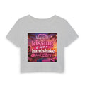 Love Island "Kissing Is Like A Handshake" Women's Baby Tee — Retro Tropical Graphic Cropped Tee