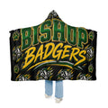 Hooded Blanket — Bishop Badgers Snuggle Throw with Logo & Paw Print
