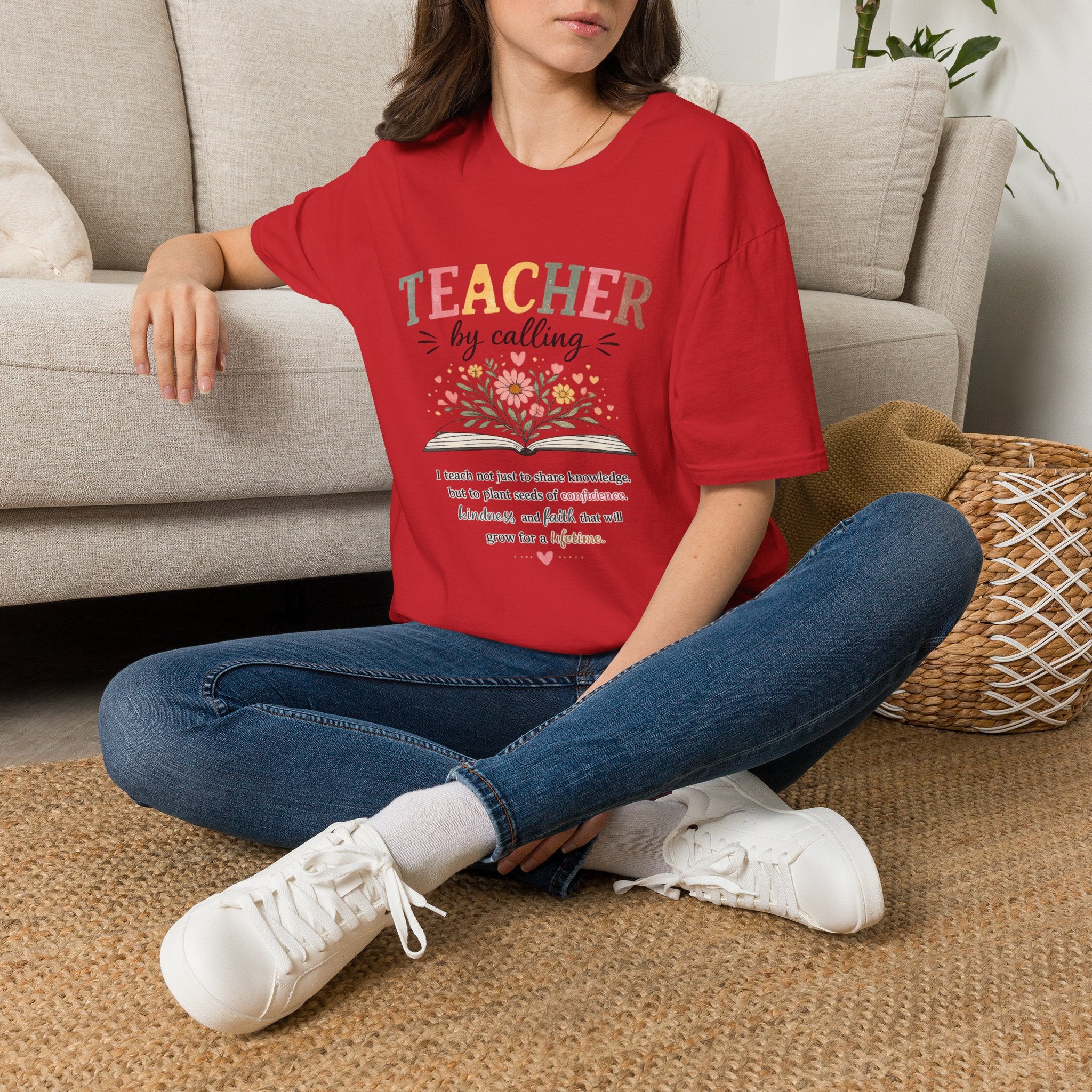 Teacher By Calling Floral T-Shirt — Inspirational Gift for Educators