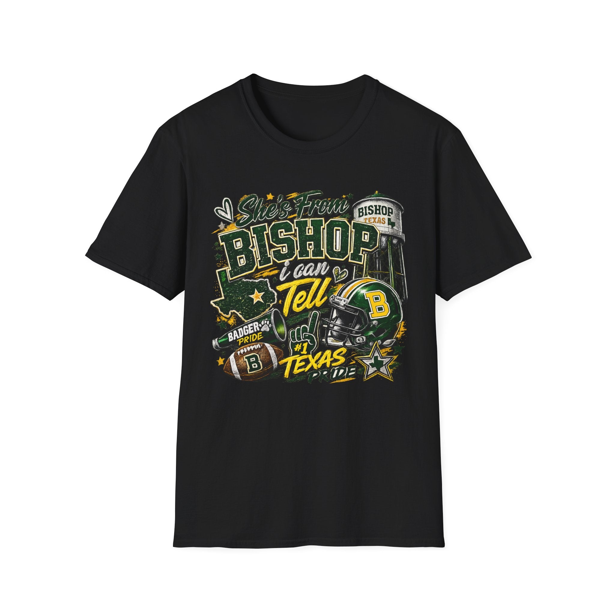Bishop, Texas Pride T-Shirt — “She's From Bishop I Can Tell” Local Football Spirit Tee