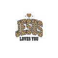 Jesus Loves You Sticker | Polka Dot Retro Varsity Heart Kiss-Cut