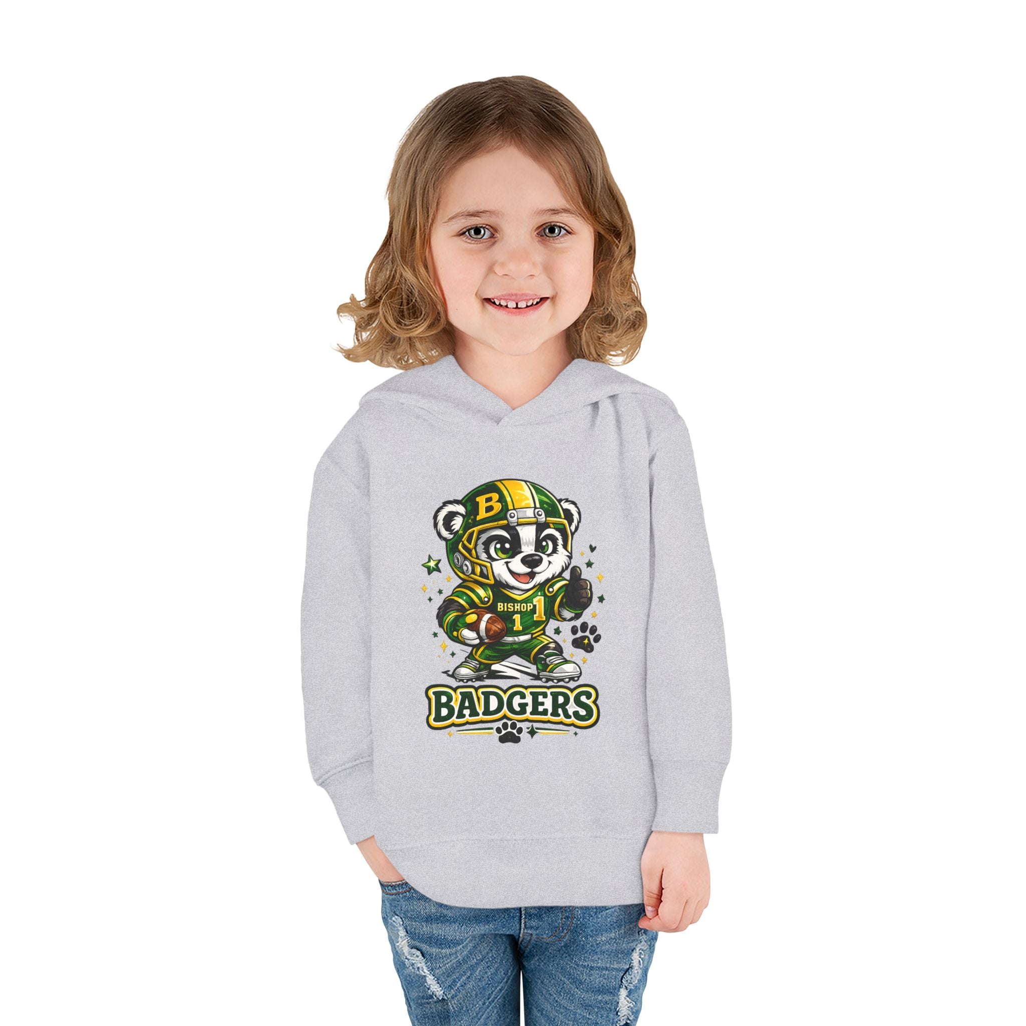 Toddler Hoodie — Cute Badger Mascot Football Pullover