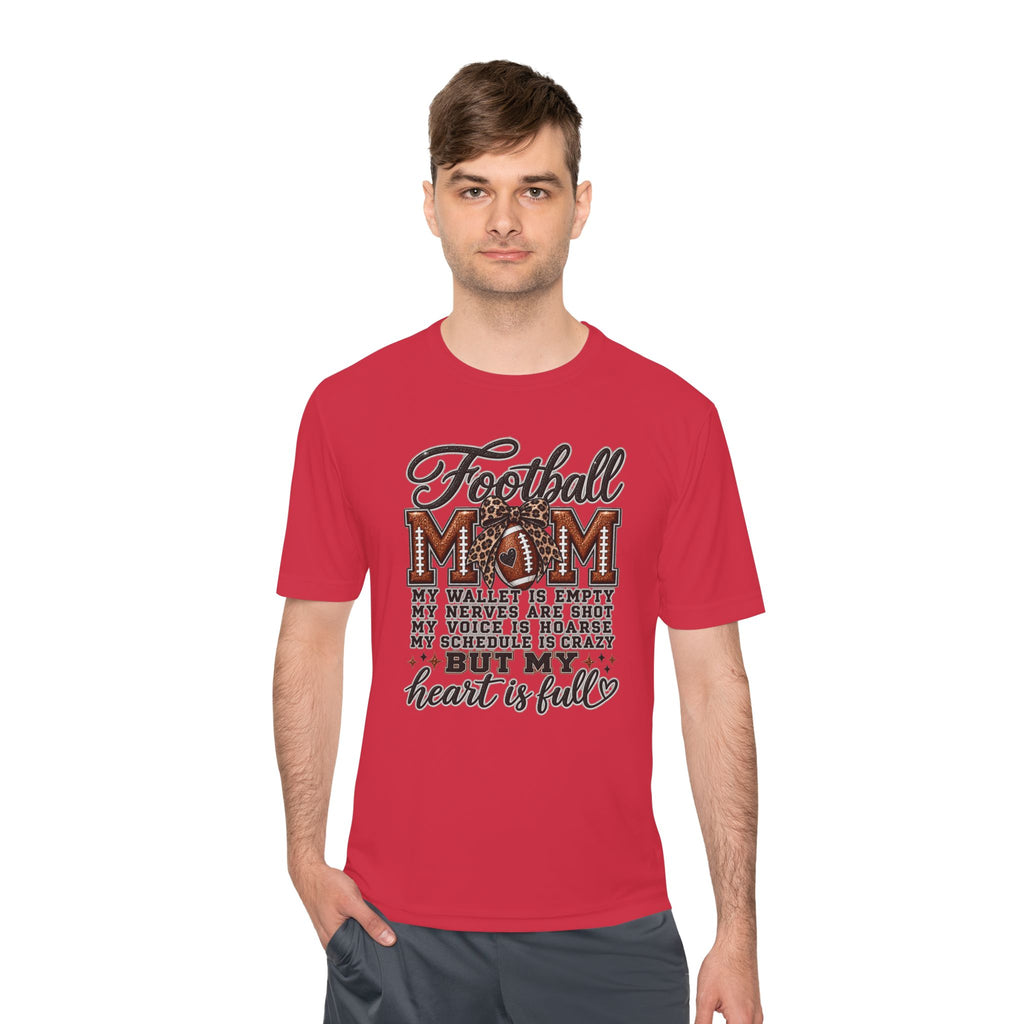Football Mom Moisture-Wicking Tee — "My Heart Is Full" Sideline Shirt