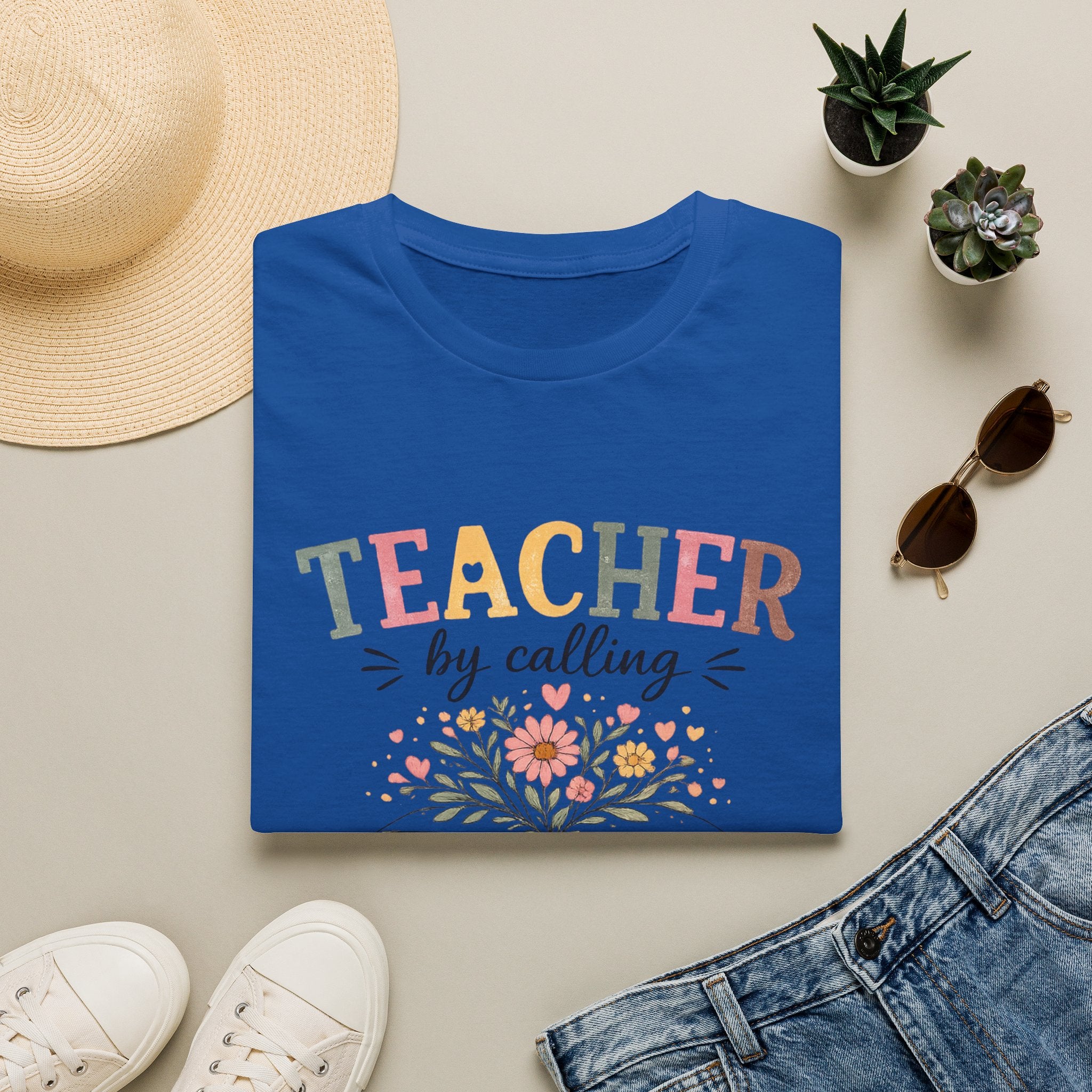 Teacher By Calling Floral T-Shirt — Inspirational Gift for Educators