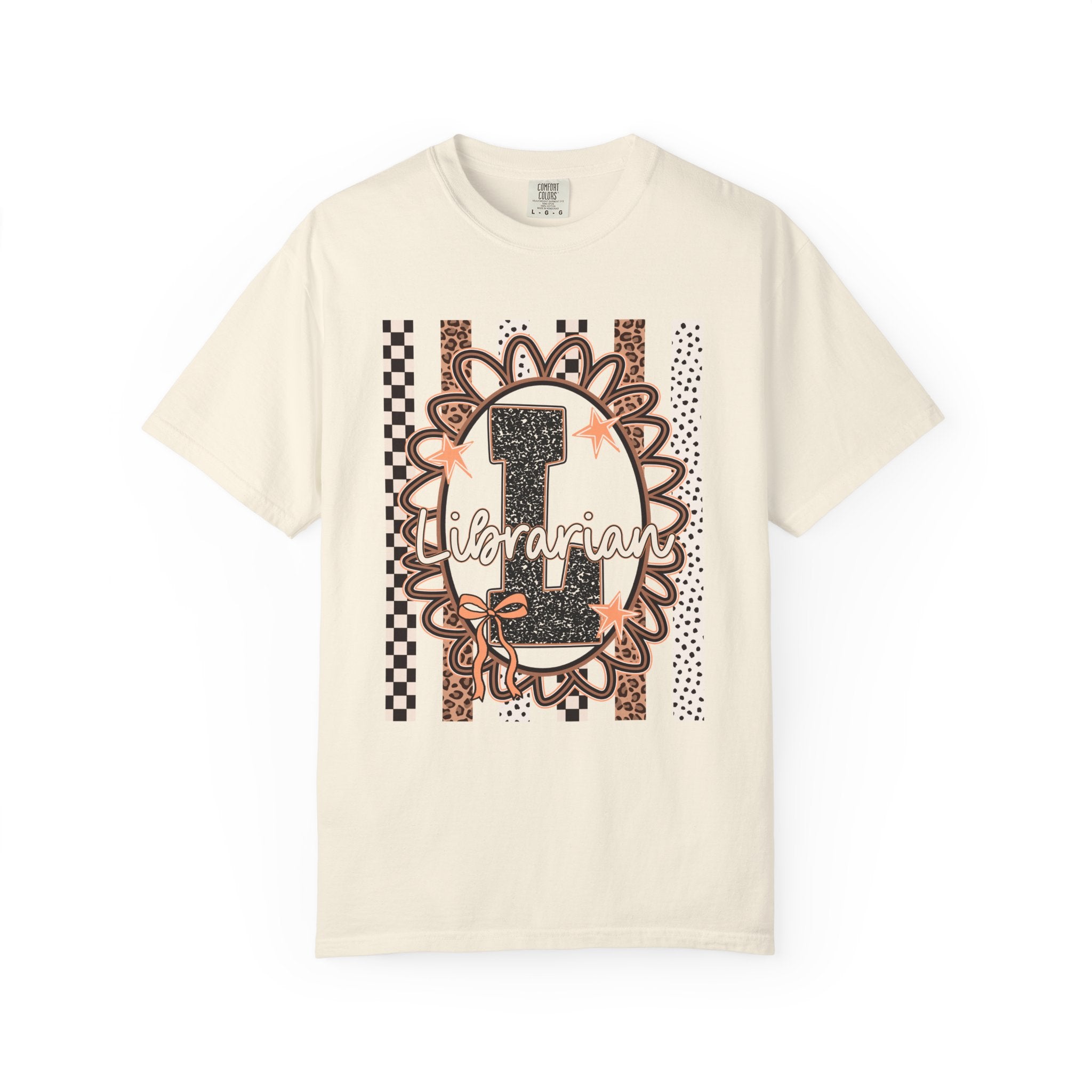 Librarian Initial 'L' Graphic T-Shirt — Leopard & Checker Vintage Vibe