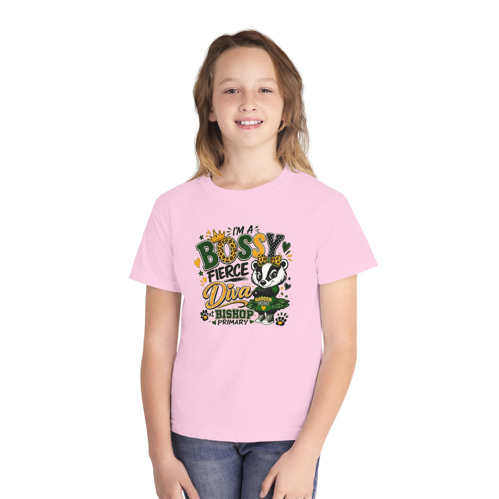 Youth Tee — "I’m A Bossy Fierce Diva" School Mascot Graphic