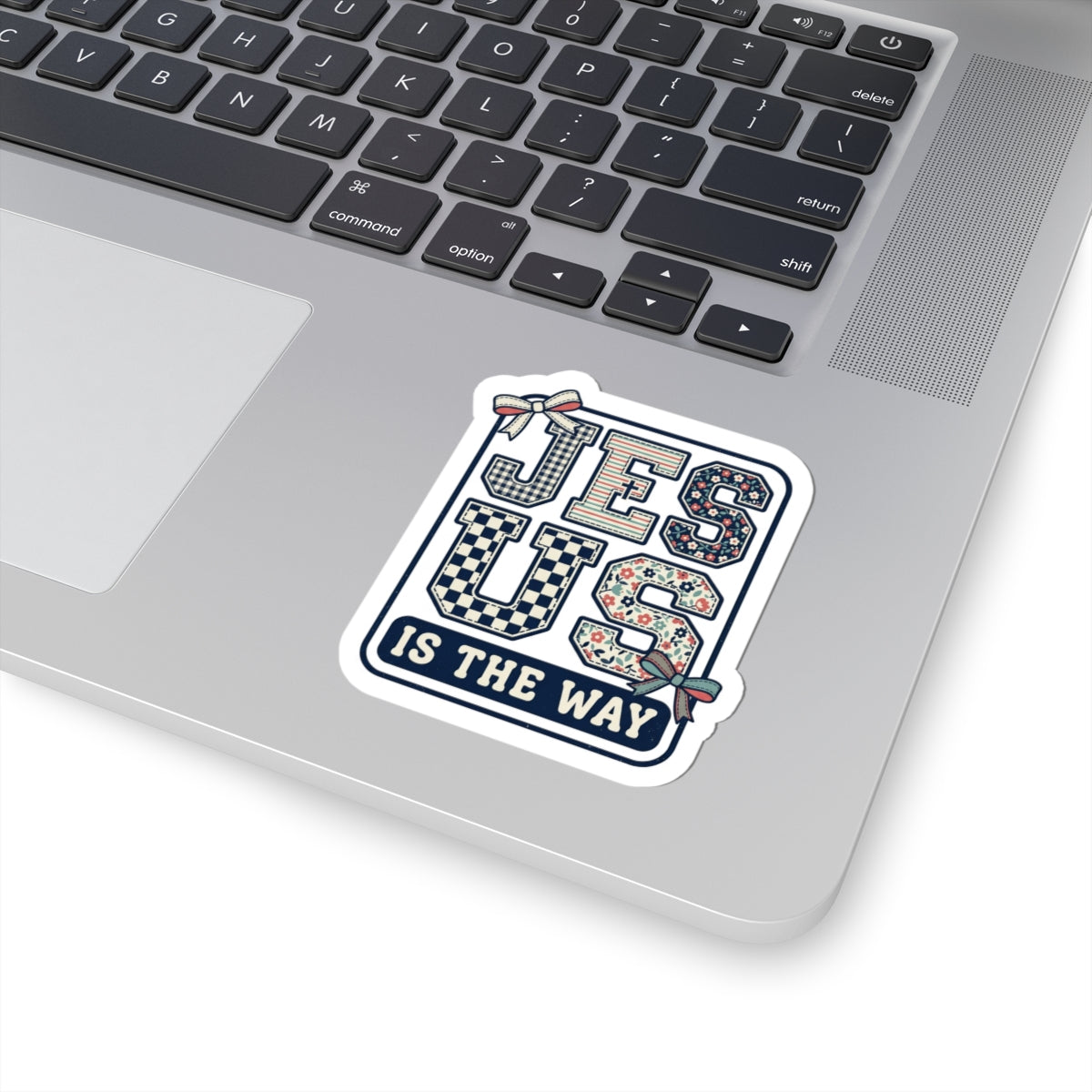 Jesus Is The Way sticker | Christian faith vinyl, playful floral checkerboard