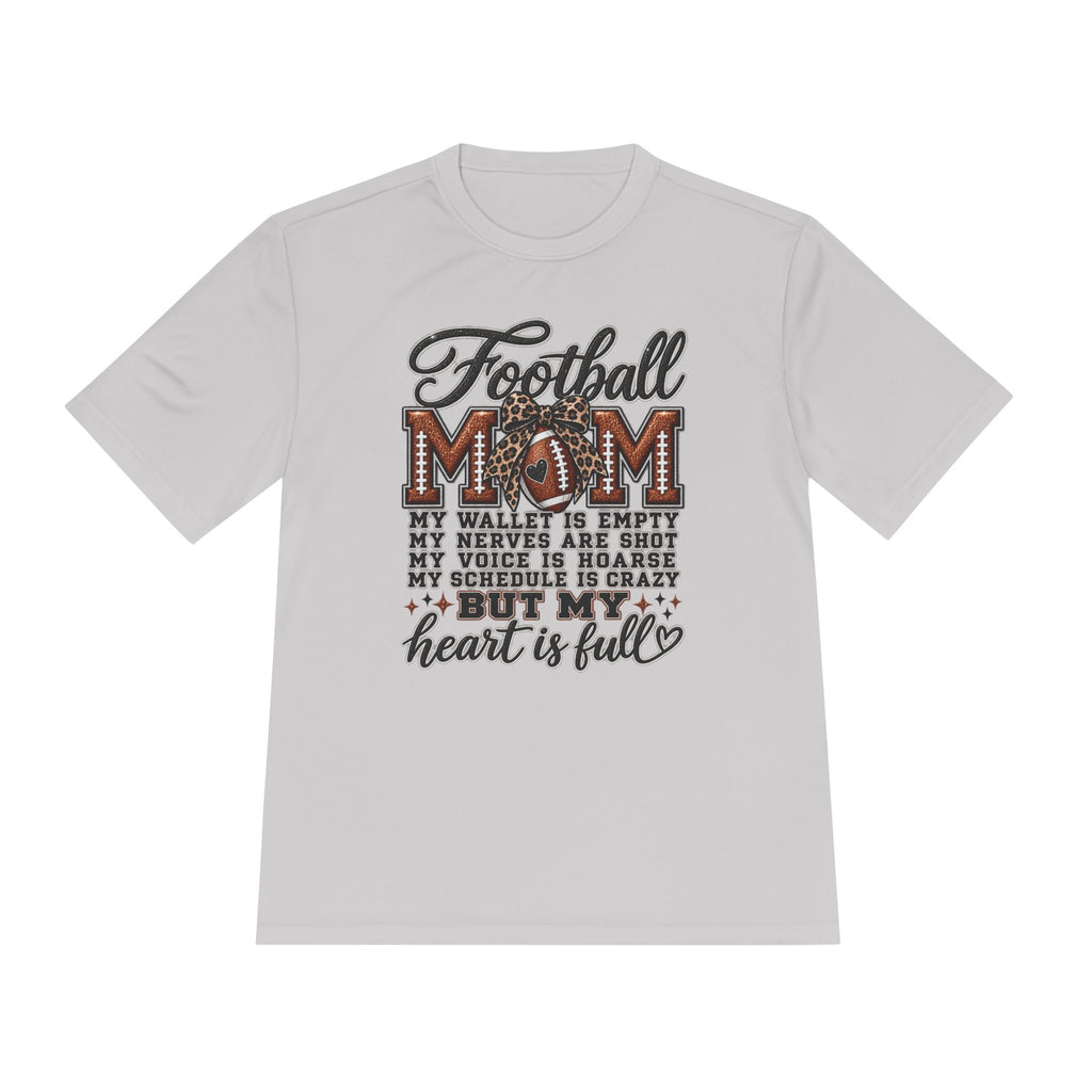 Football Mom Moisture-Wicking Tee — "My Heart Is Full" Sideline Shirt
