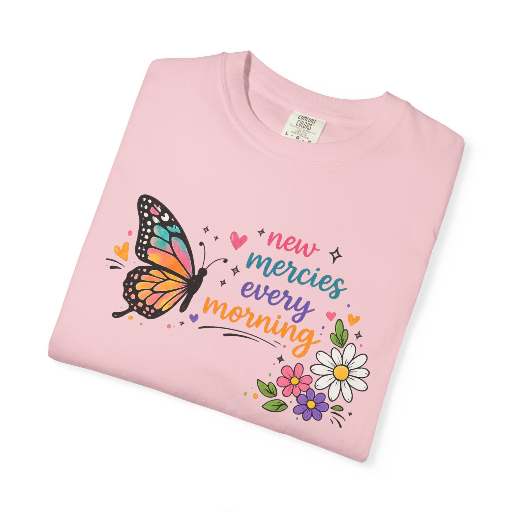 New Mercies Every Morning T-Shirt — Butterfly Floral Inspirational Tee