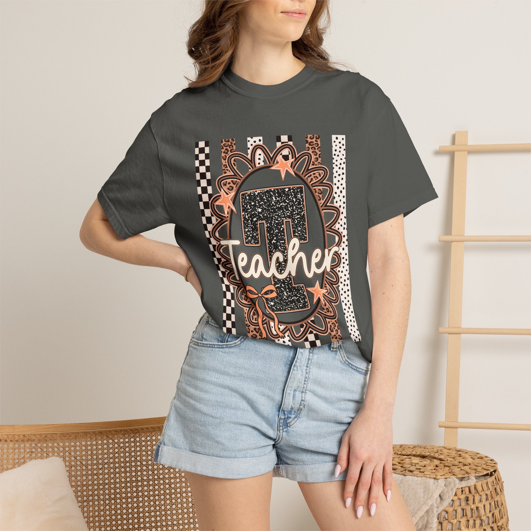 Number 1 Teacher Graphic Tee — Leopard Floral Teacher Appreciation T-Shirt